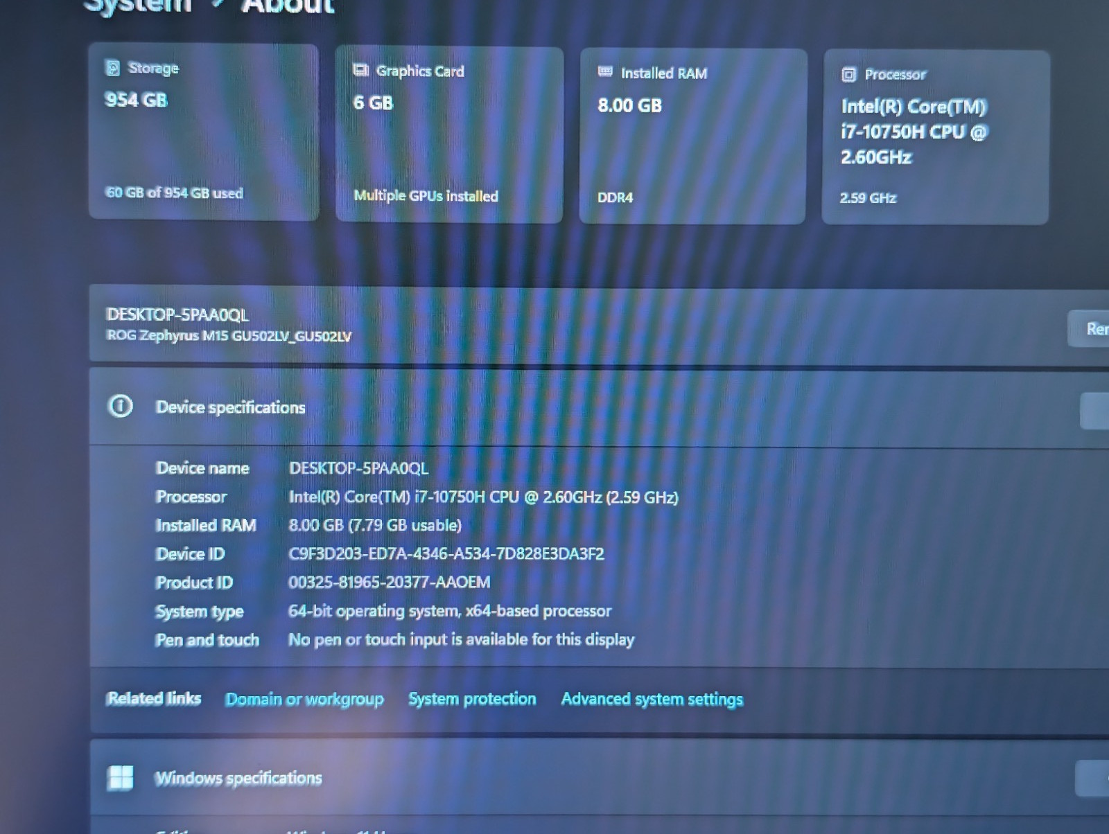 ASUS ROG Zephyrus M15 GU502L Intel i7-10750H 24GB DDR4 1TB SSD 6GB RTX 2060 GOOD
