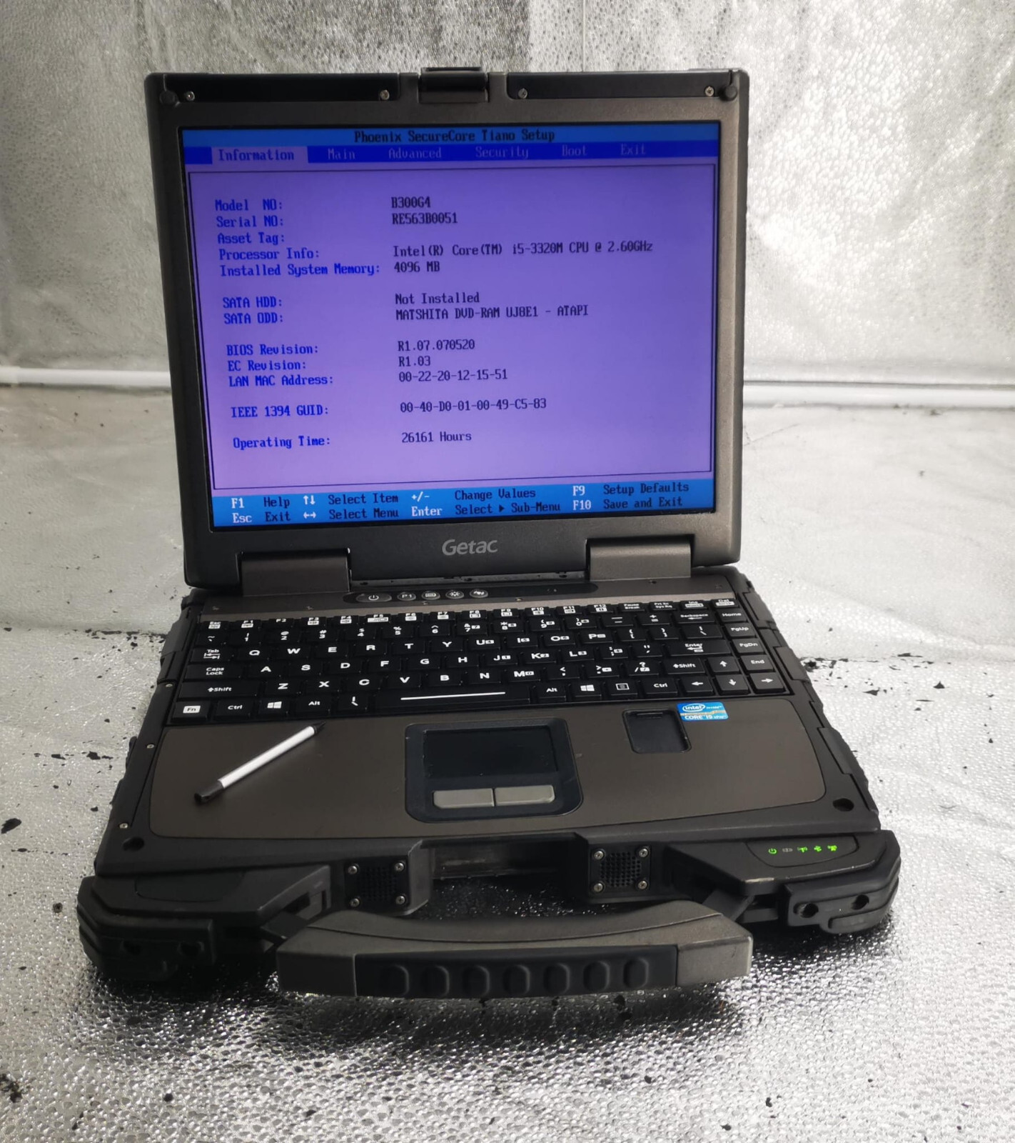 Getac B300 G4 Core i5-3320M 2.60GHz 4GB NO HDD/NO OS/NO Charger *READ*