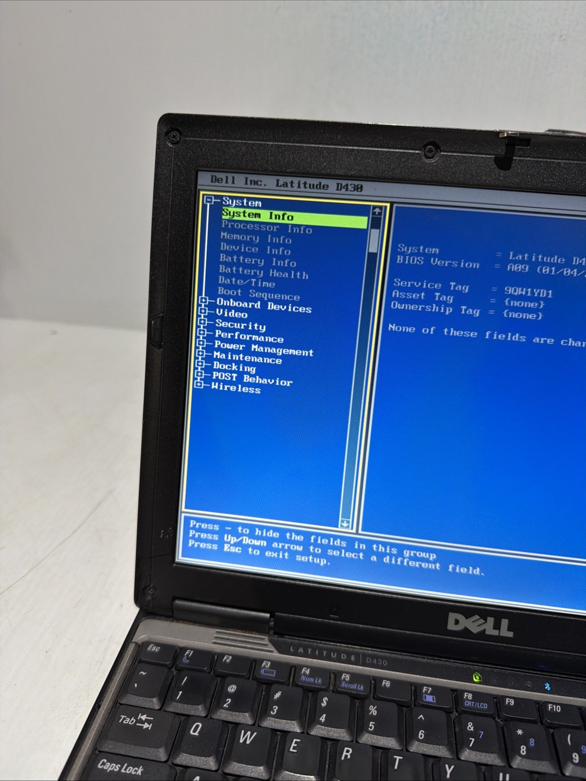 Dell Latitude D430 12″ Laptop Core 2 Duo 1.5gb Ram No Drives Boots Bios NO P/S