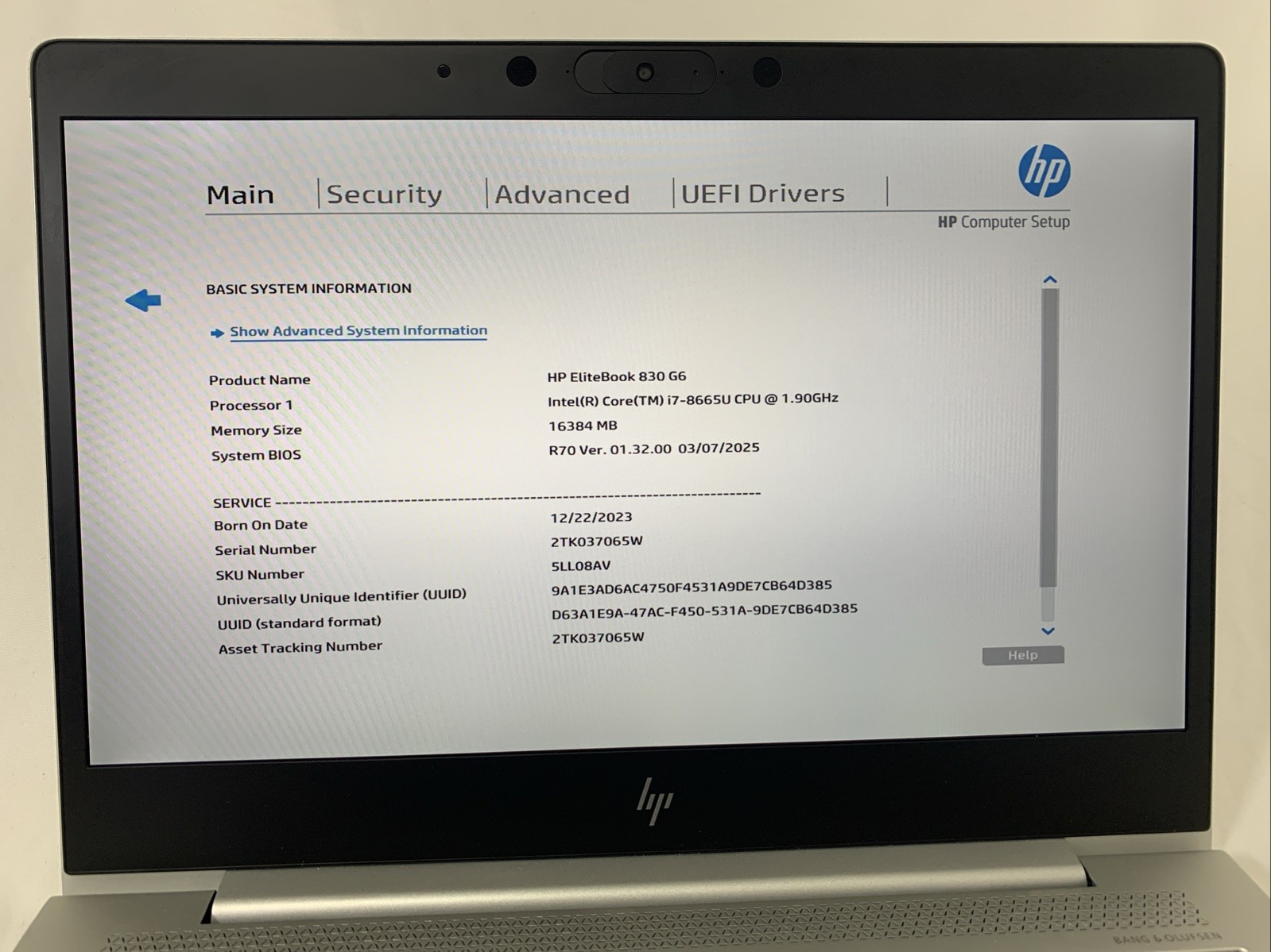 HP EliteBook 830 G6 Intel Core i7-8665U 1.90Ghz 16GB RAM 1TB SSD W11Pro