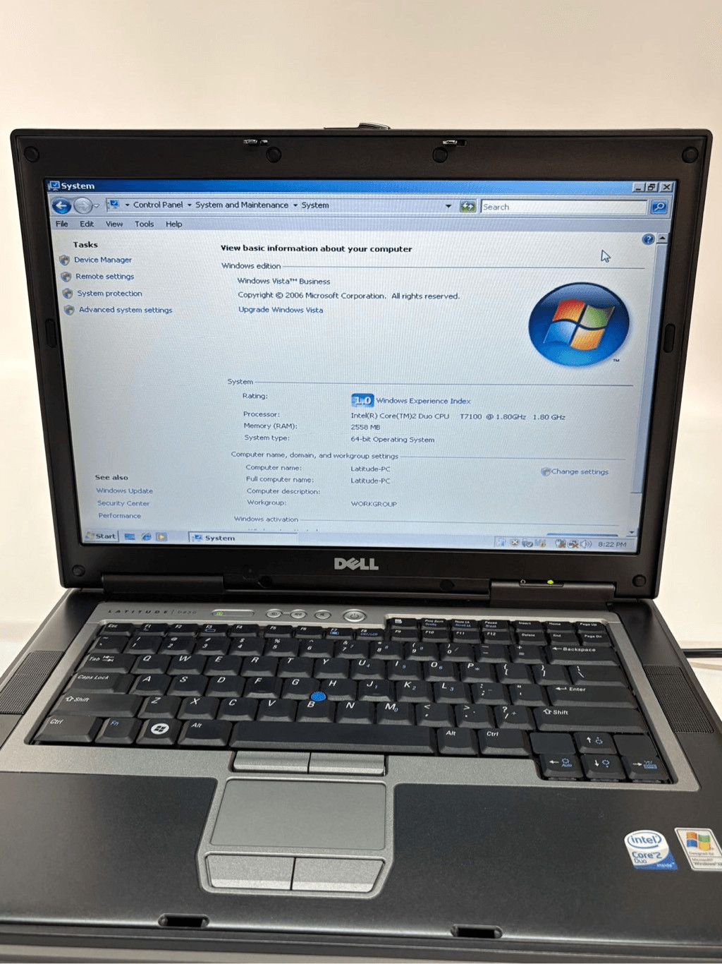 Dell Latitude D830 Duo 2.0GHz WinVista Laptop 2.5GB RAM 320GB CD/DVD w/Charger