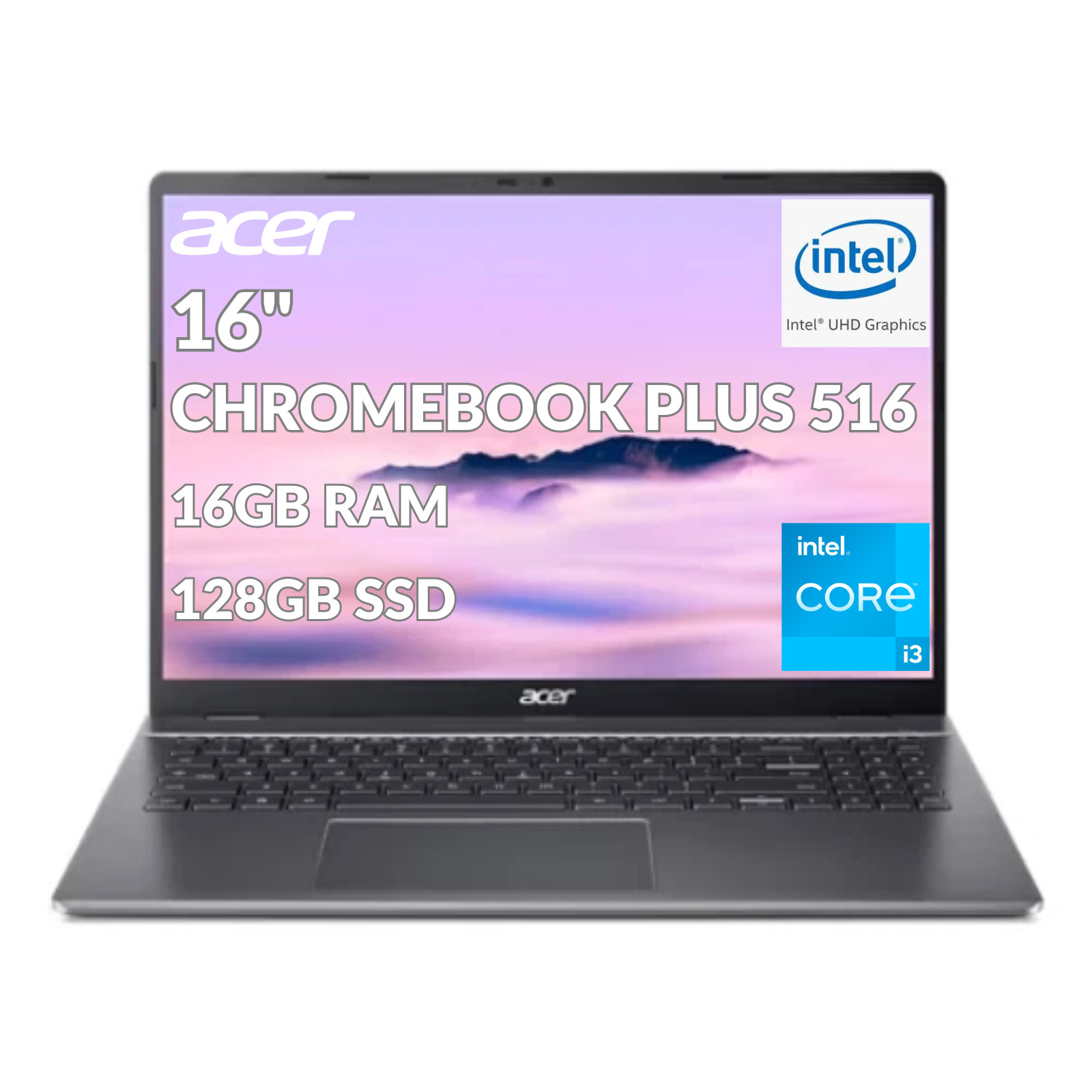 Acer Chromebook Plus 516-16″ Intel Core i3-1315U 8GB RAM 128GB SSD Refurbished
