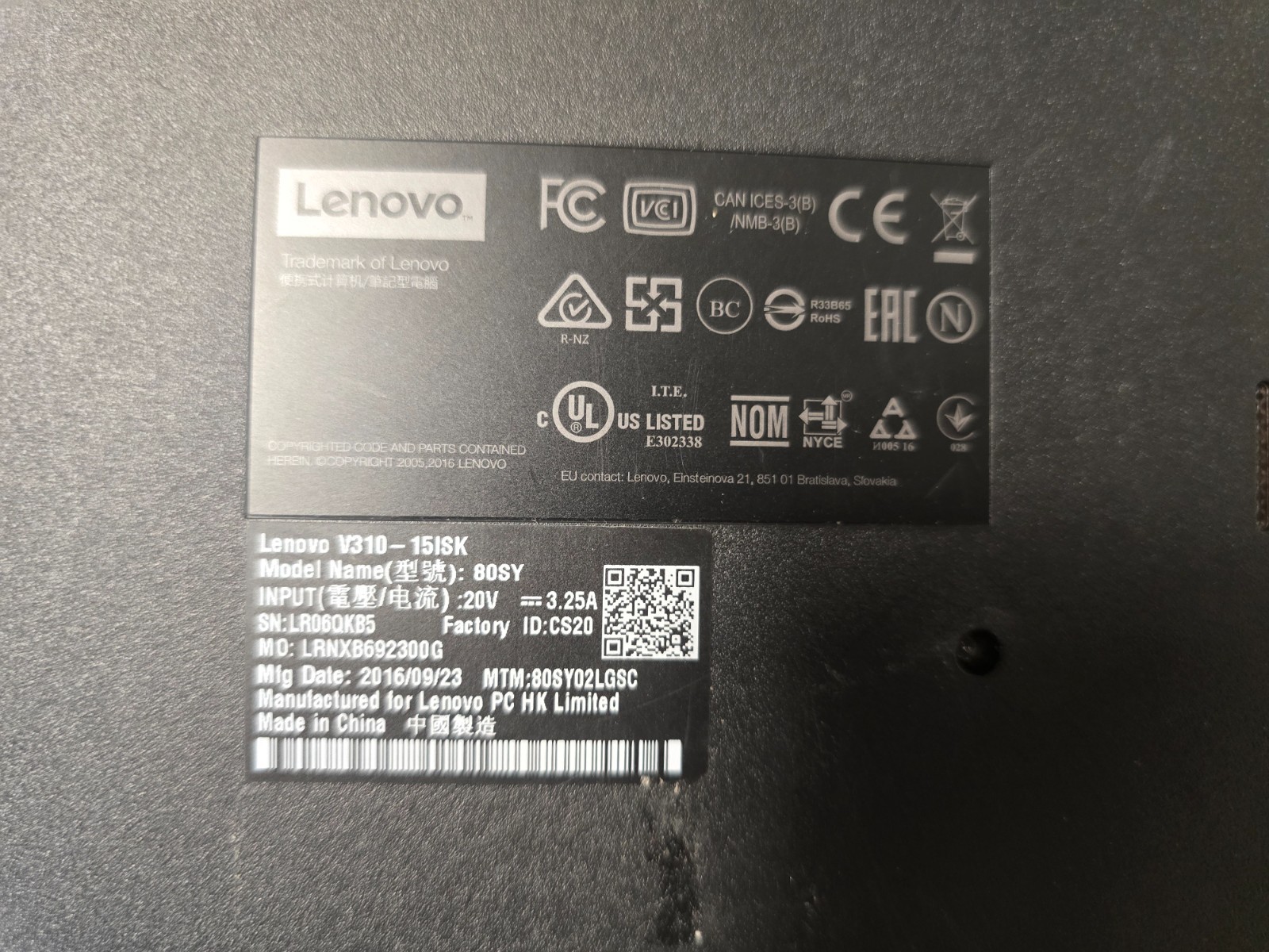 LENOVO V310-15 BOTTOM CASE 45LV9BALV30