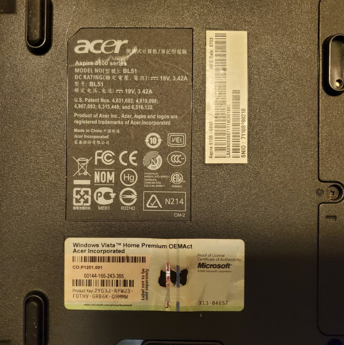 Acer 5100 BL51 Laptop – AMD Turion 64 X2 1.60 GHz – Vintage Retro Gaming