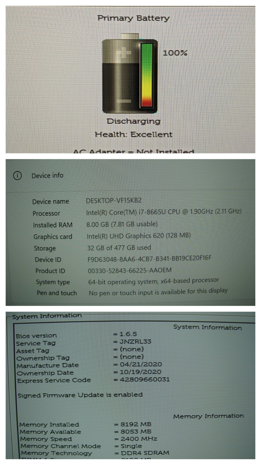 Dell Latitude 5400 14″ FHD Intel i7-8665U 1.9GHz 8GB 512GB Windows 11 Pro +PA
