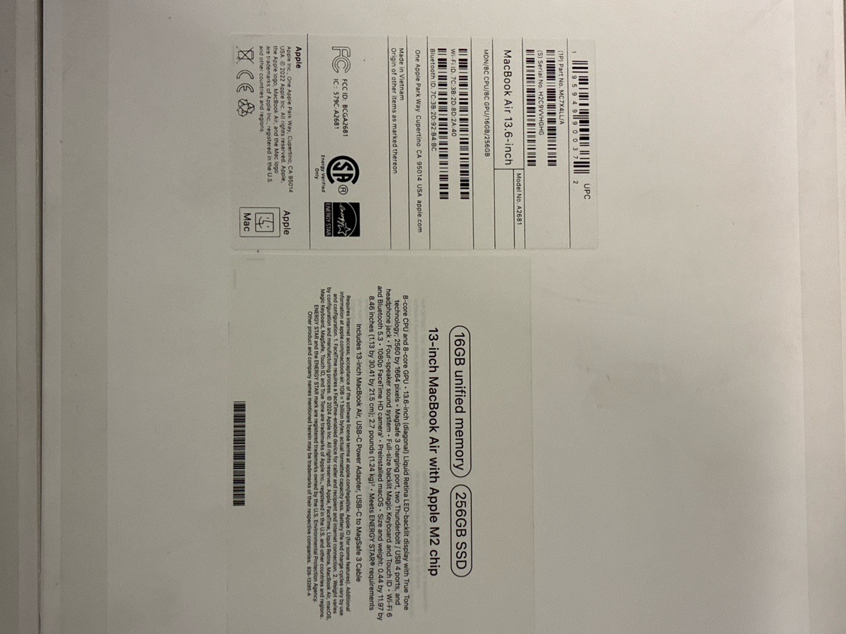 APPLE MACBOOK AIR A2681 (P18029585)