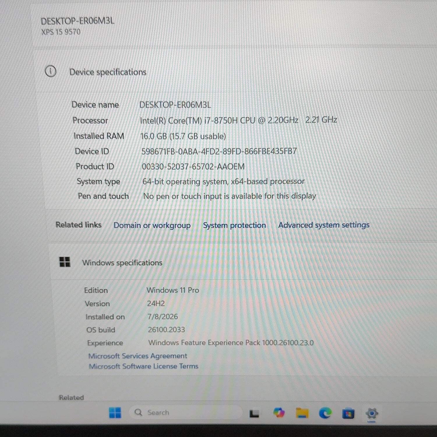 Broken Dell XPS 9570 i7-8750H 16GB RAM 512GB SSD GeForce GTX 1050 Ti READ