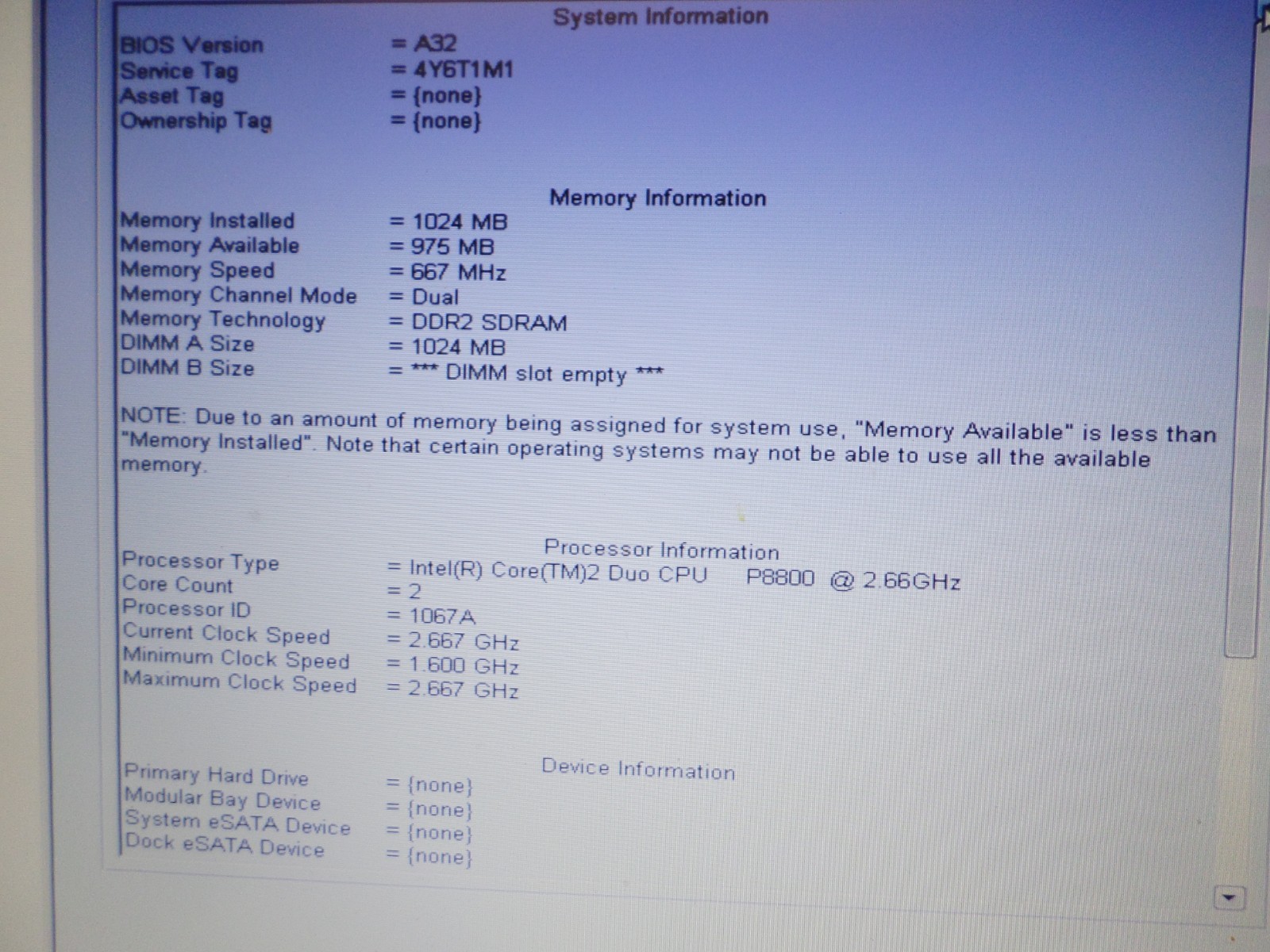 Dell Latitude e6400 14″ Laptop Intel Core 2 Duo 2.66 GHz CPU, C2D 1GB RAM