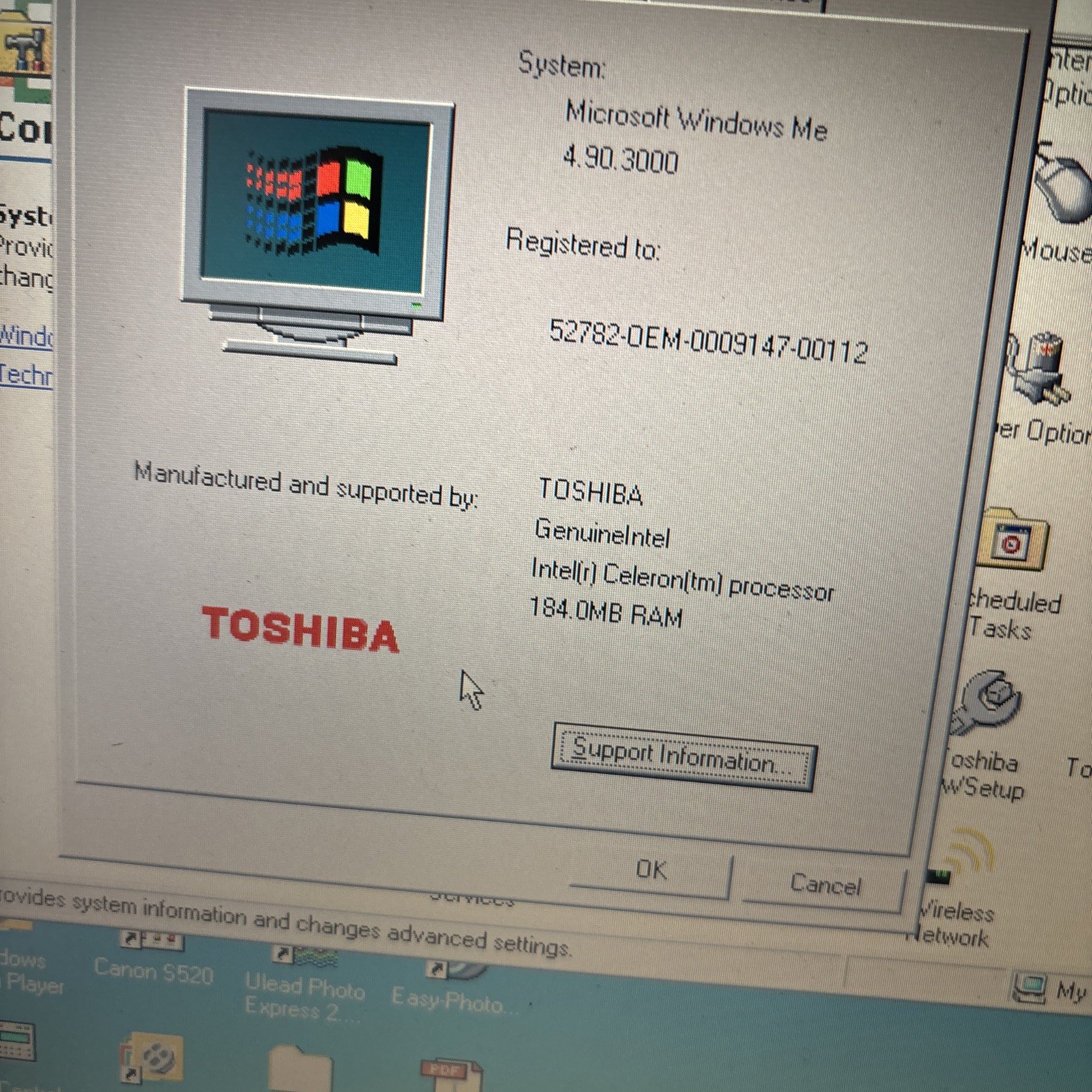 Toshiba 1800 Satellite CDROM 184mb RAM 9.35GB HDD 3.5″ Floppy*Needs New Battery*