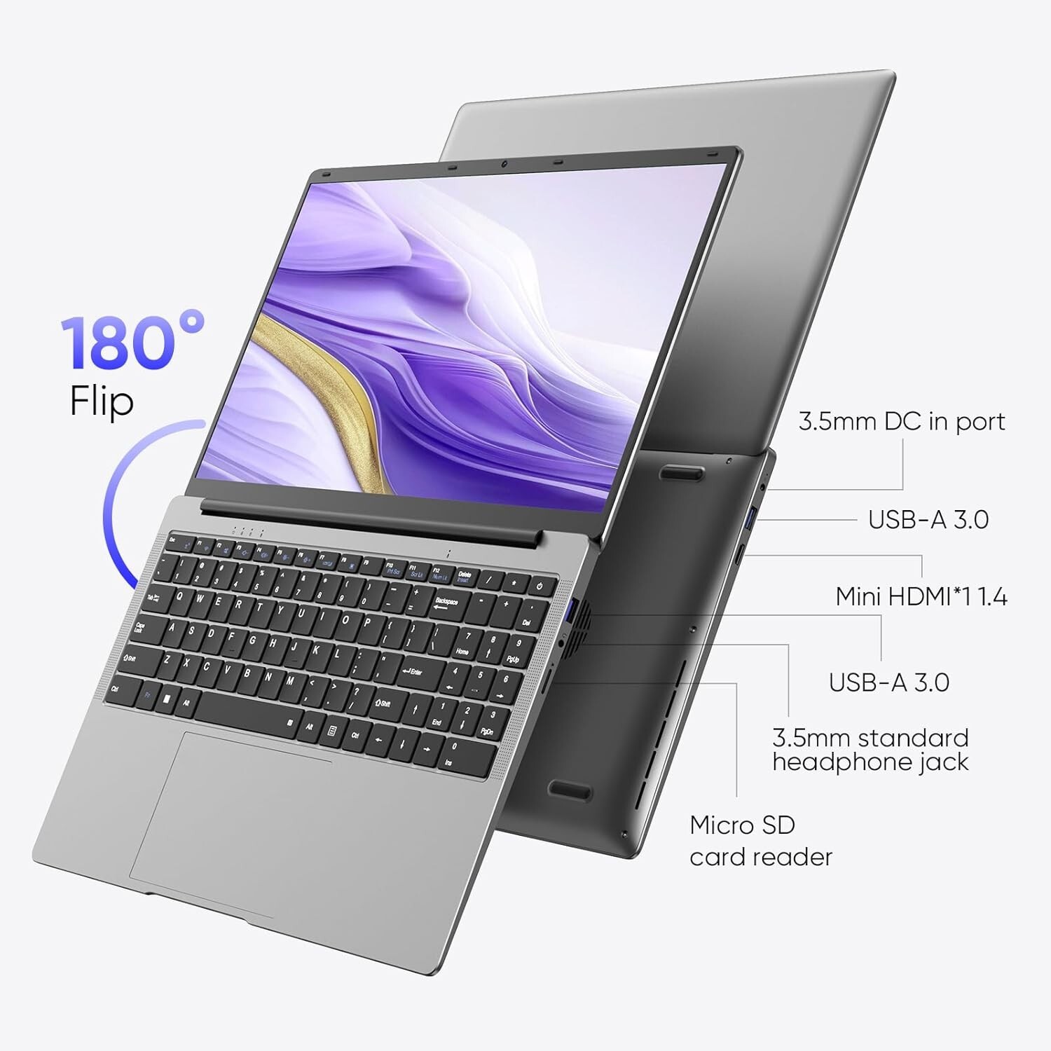 TPV 15.6″ Silver / Intel N4000, Win 11 Pro Laptop, MS Office 2024, 8GB RAM 256GB