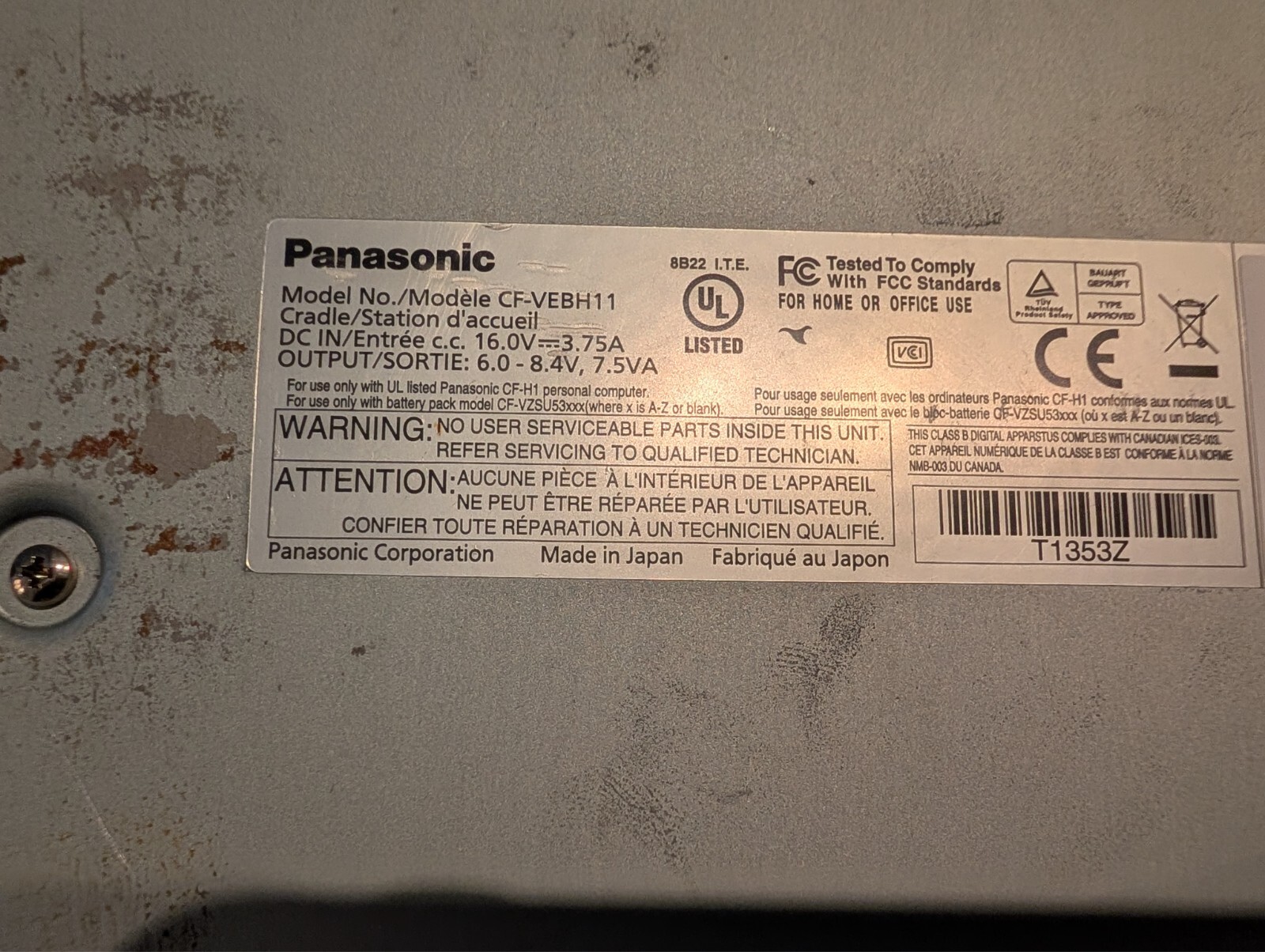Lot Of 2 Panasonic CF-H2 With 1 Charger Stand ,Working (See Description)