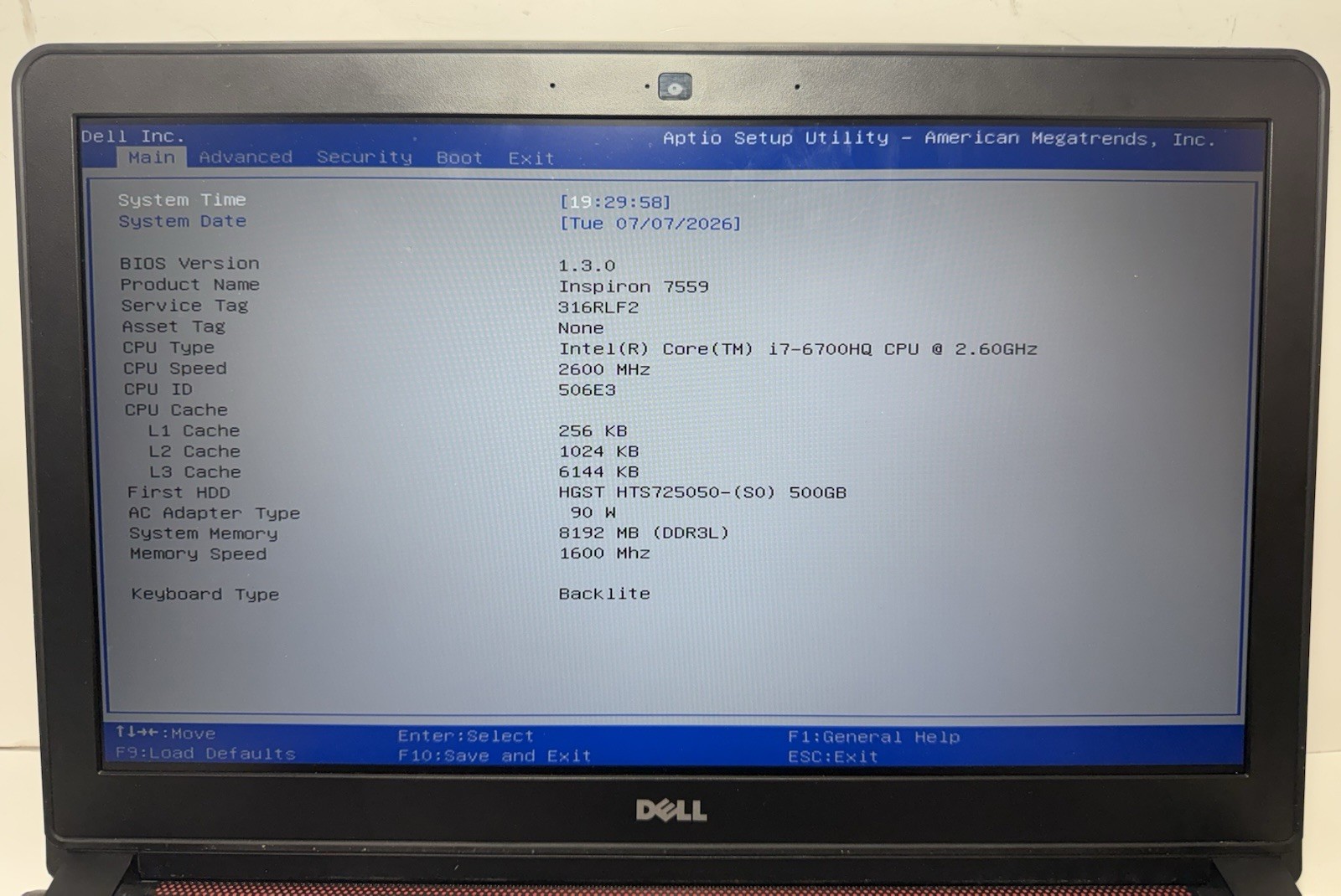 Dell Inspiron 15-7559 15.6″ i7-6700HQ@2.60GHz 8GB RAM 500GB HDD GTX 960M #0059