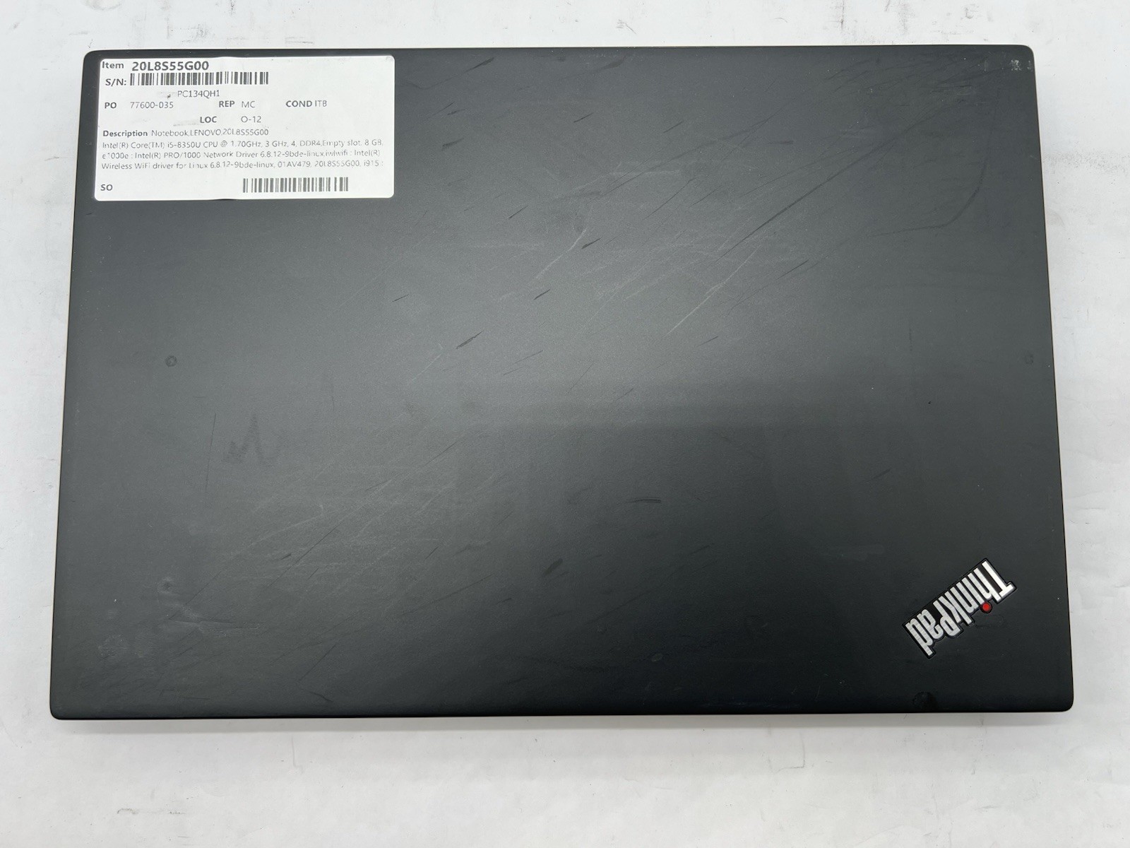 Lenovo ThinkPad T480s, i5-8350U CPU, @ 1.70GHz, 8GB RAM-No HDD/OS/Charger