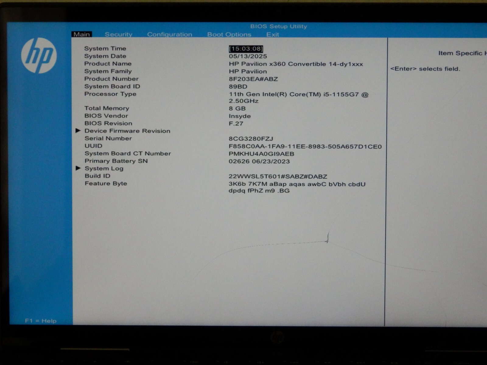 HP Pavilion X360 14-dy, Intel i5-1155G7, 8GB Ram, 256GB SSD, 14″ FHD, Intel Iris