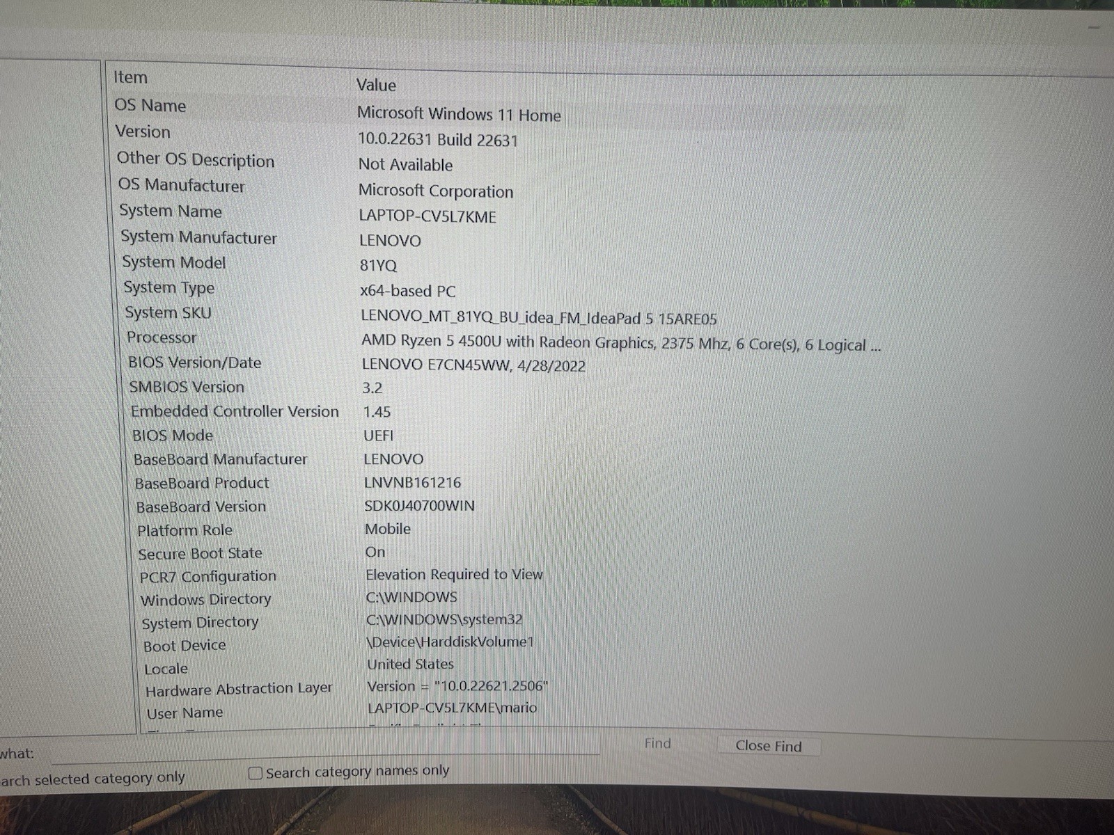 Lenovo IdeaPad 5 Ryzen 5• 8GB RAM• 256GB• Broken Screen + Hinge. Desktop /Repair