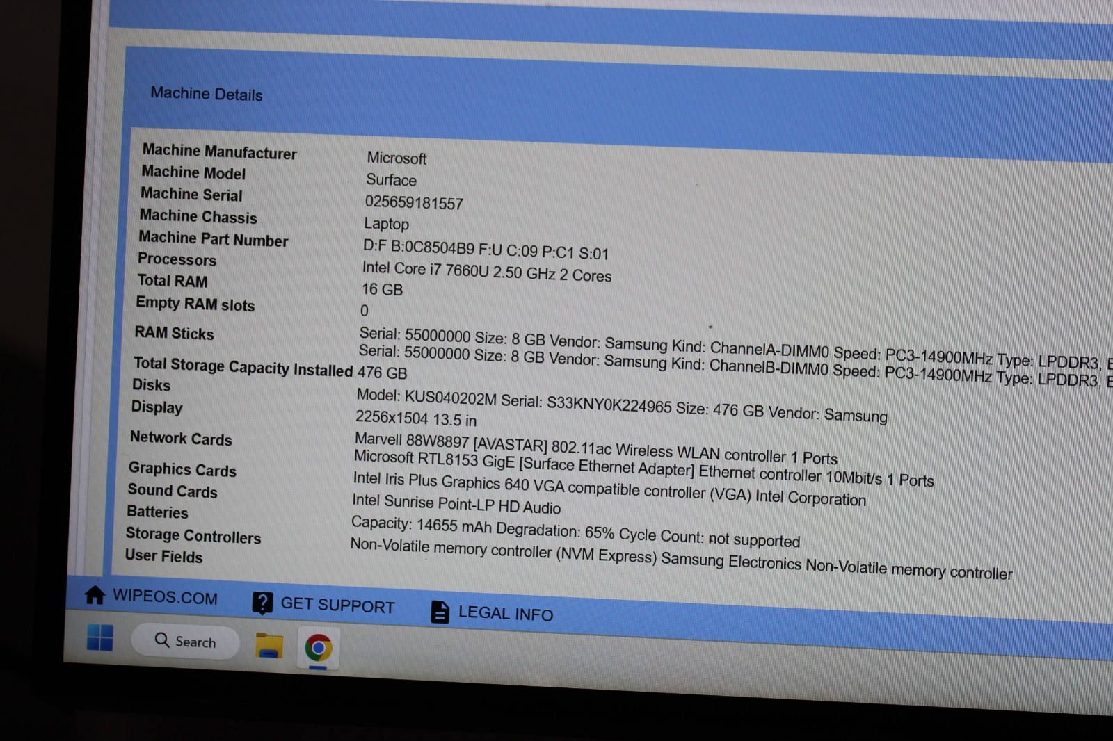 Microsoft Surface 1769 1st Gen Laptop 1769 13.5″ i7-7660U 2.5GHz 16GB RAM 512GB