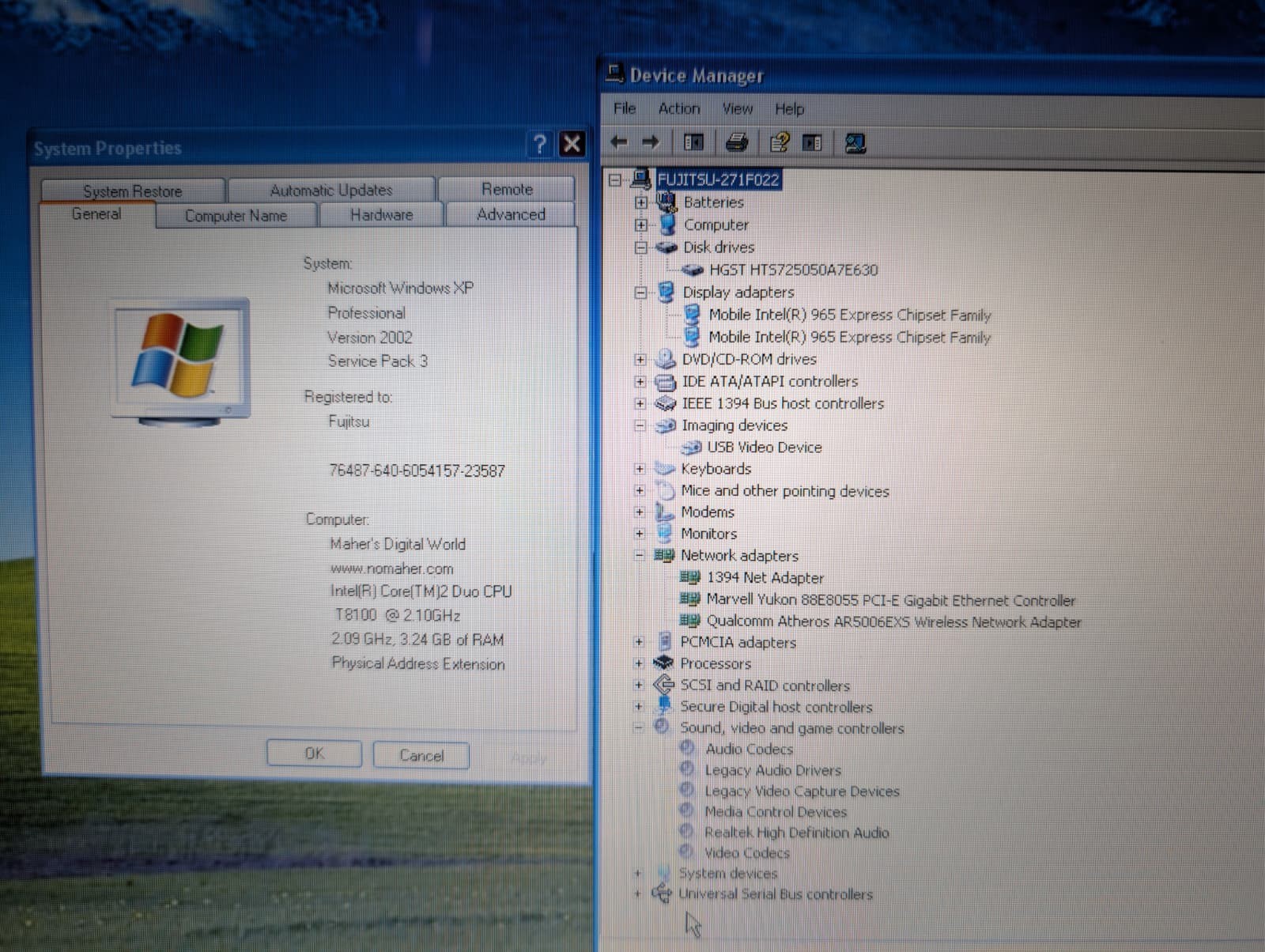 15″ FUJITSU LIFEBOOK A6120 | Core 2 Duo T8100 4GB RAM 500GB HDD | XP 32-Bit DVD