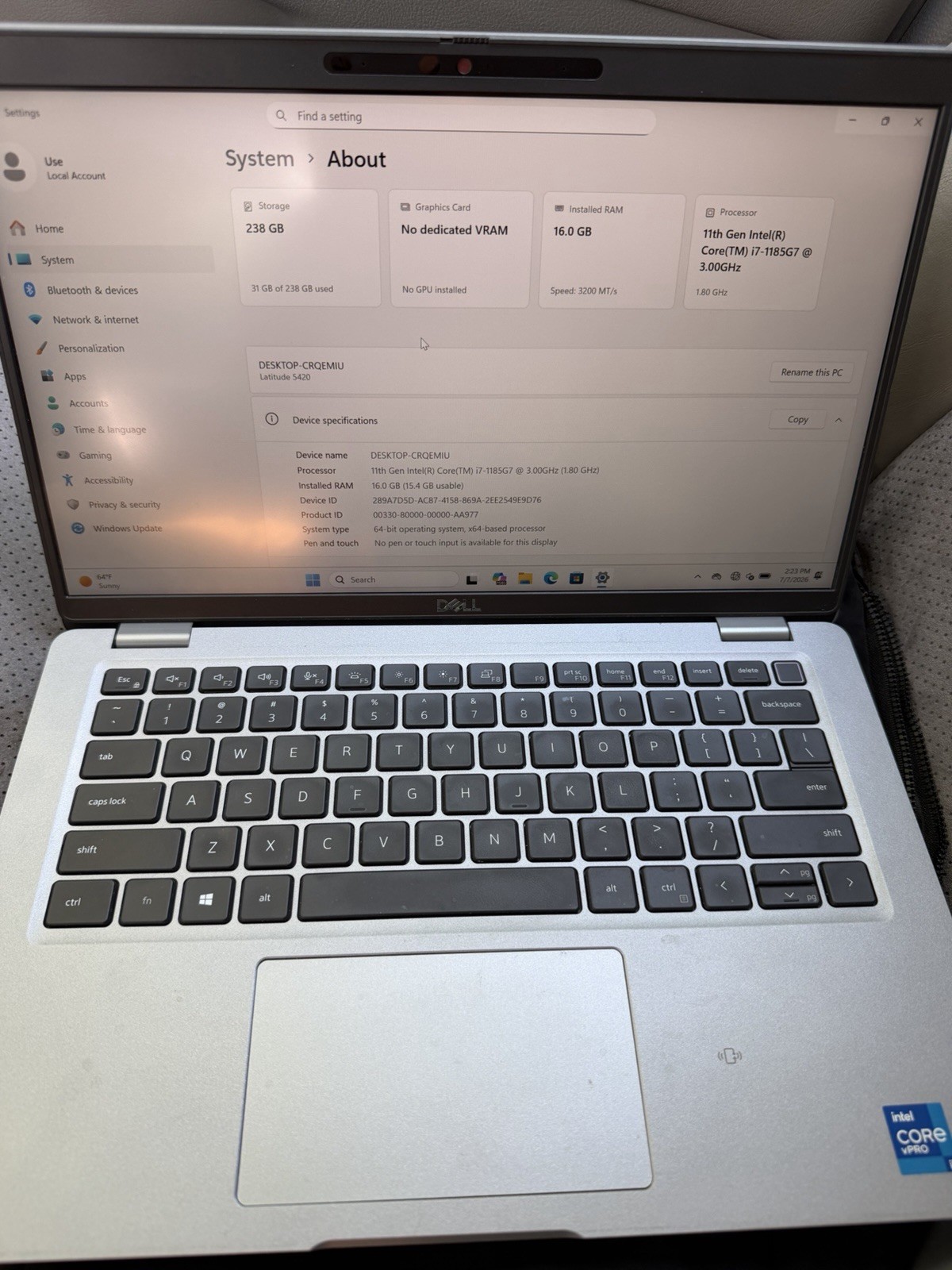 Dell Latitude 5420 Laptop I7-1185G7 3.0GHz Used GREAT Condition W11 Pro