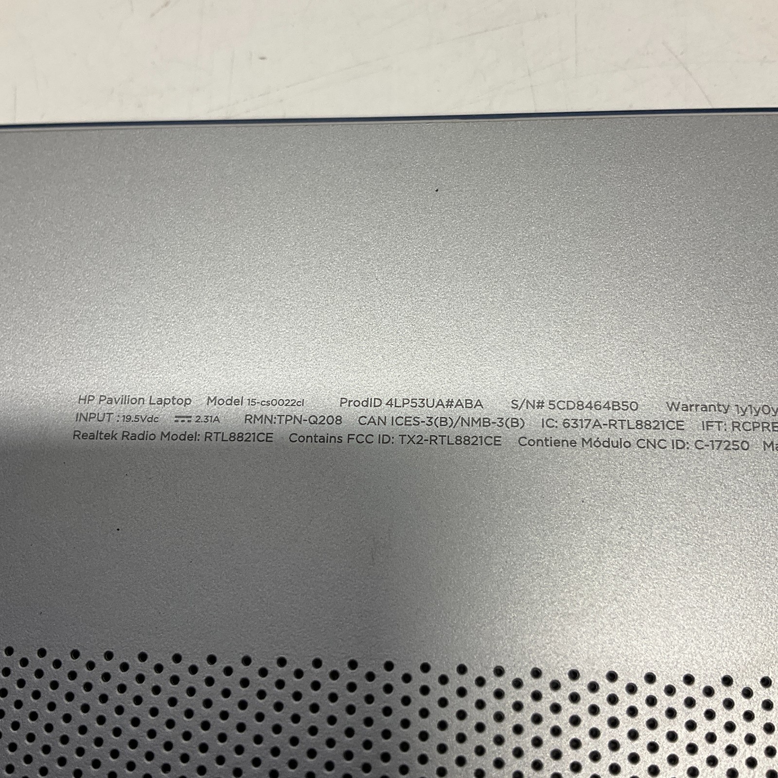 HP Pavilion 15-cs0022cl Laptop Intel Core i5-8250U @ 1.60 GHz 4GB 256GB SSD