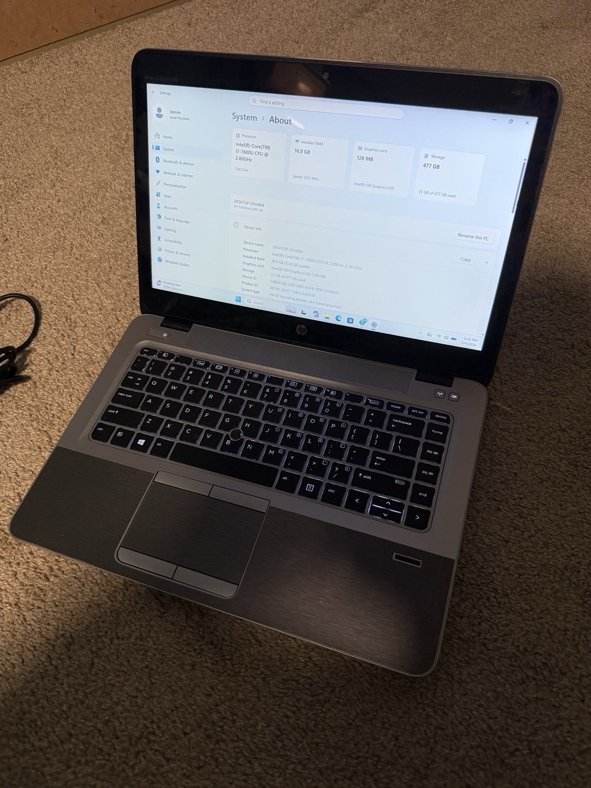 HP EliteBook 840 G4 Laptop (Touchscreen)