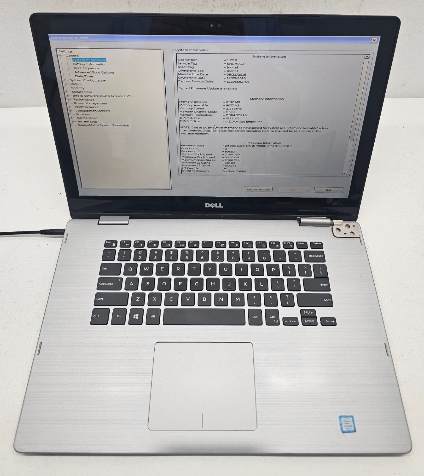 Dell Inspiron 15 7579 15.6″ Laptop Intel Core i5-7200U 8GB RAM NO HD/OS (FL)
