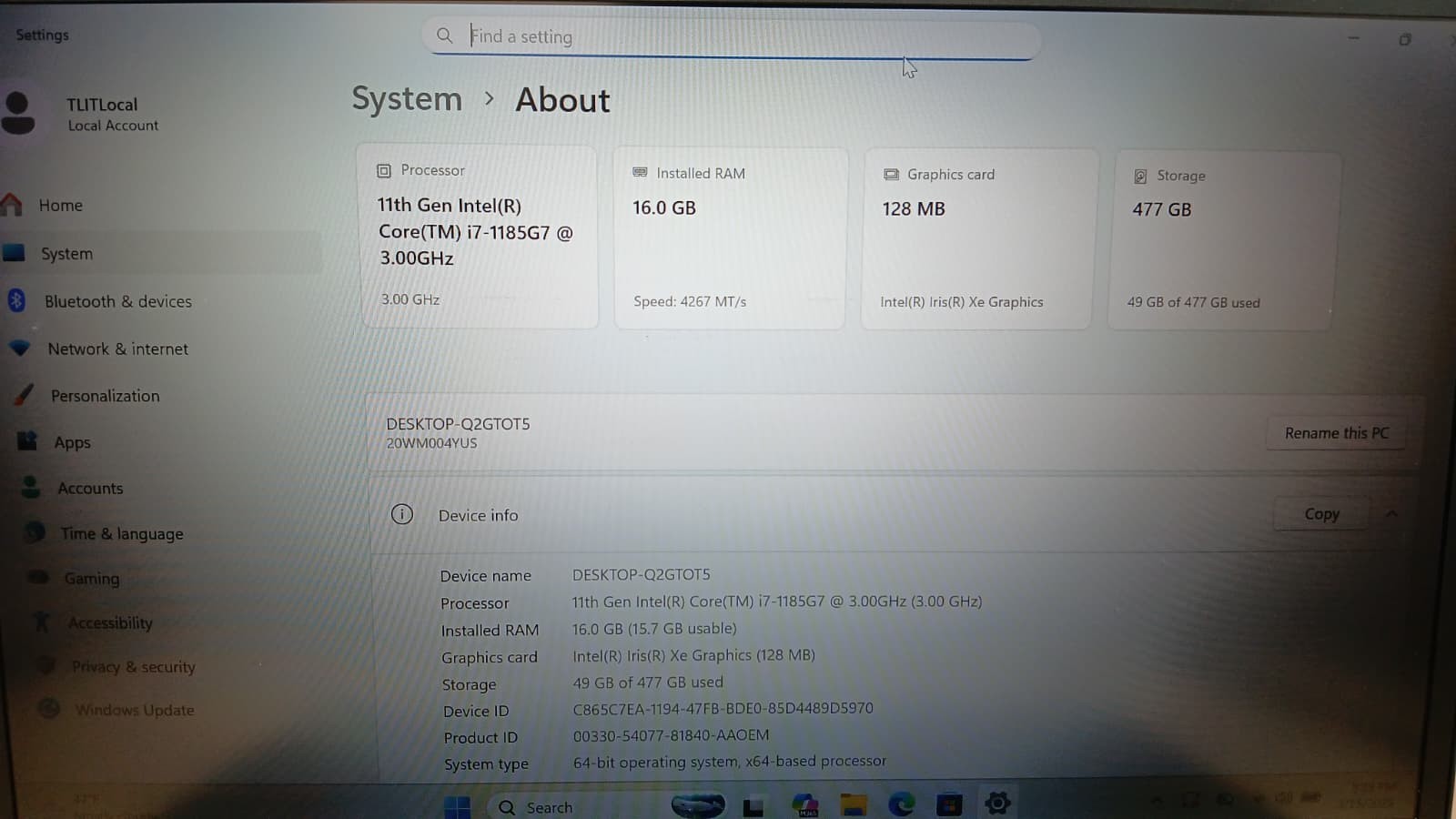 Lenovo ThinkPad T14s Gen 2 i7-1185G7 16GB 512GB SSD 14″ FHD Win11 Pro