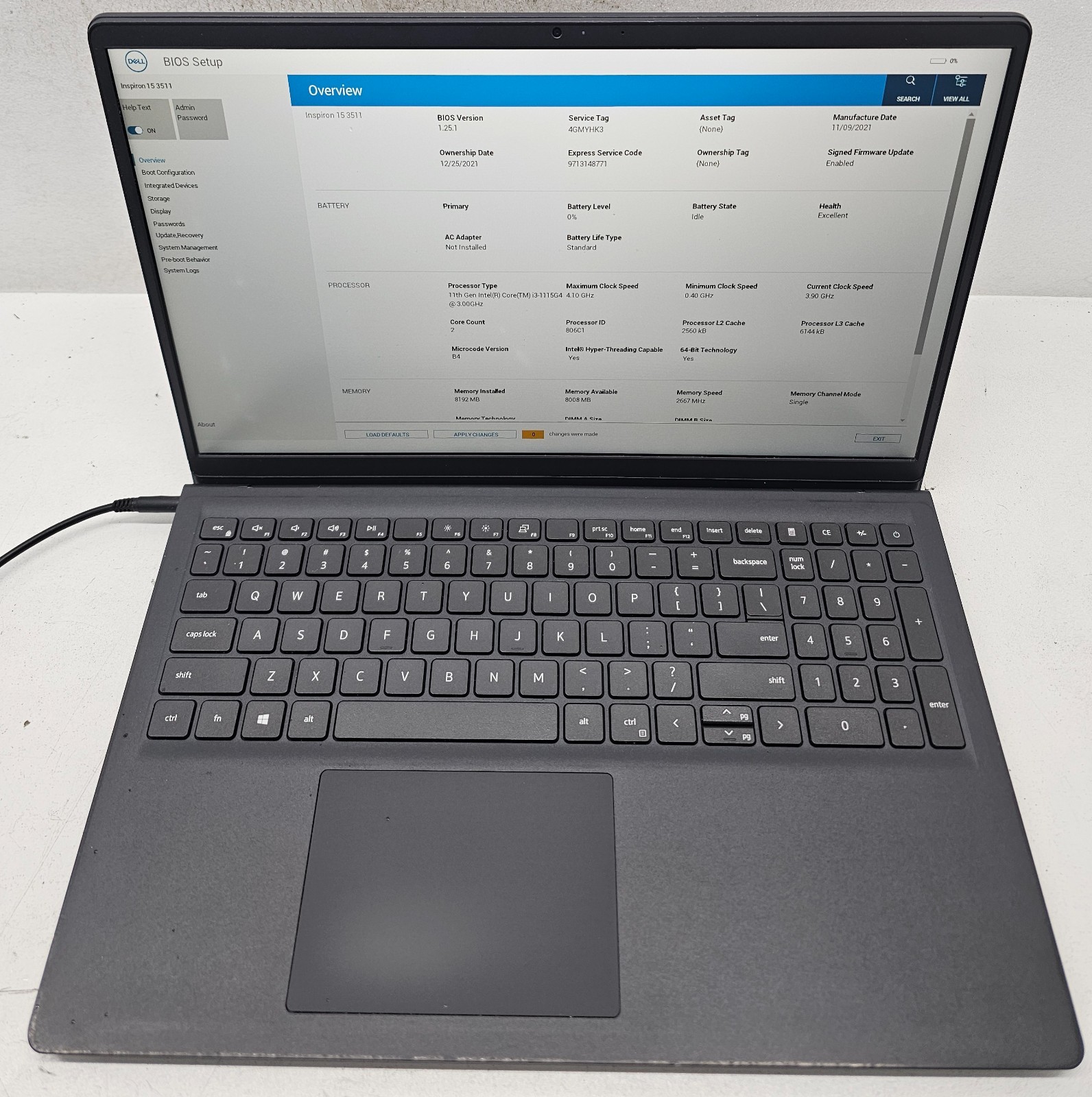 Dell Inspiron 15 3511 15.6″ Laptop Intel Core i3-1115G4 8GB Ram NO HD/OS (FL)