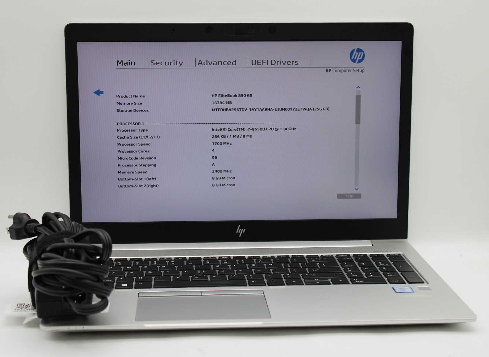 HP EliteBook 850 G5 i7-8500U @ 1.8 GHz 16GB RAM 256GB SSD No OS