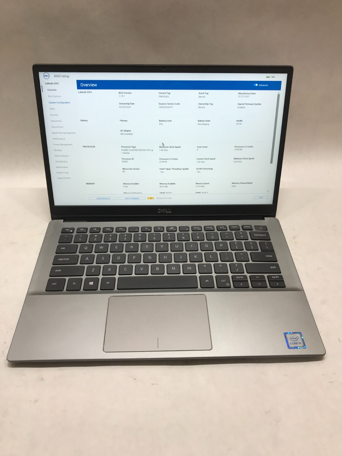 Dell Latitude 3301 13″ Intel Core i5 8GB RAM NO SSD/OS For Parts READ DESC – DW