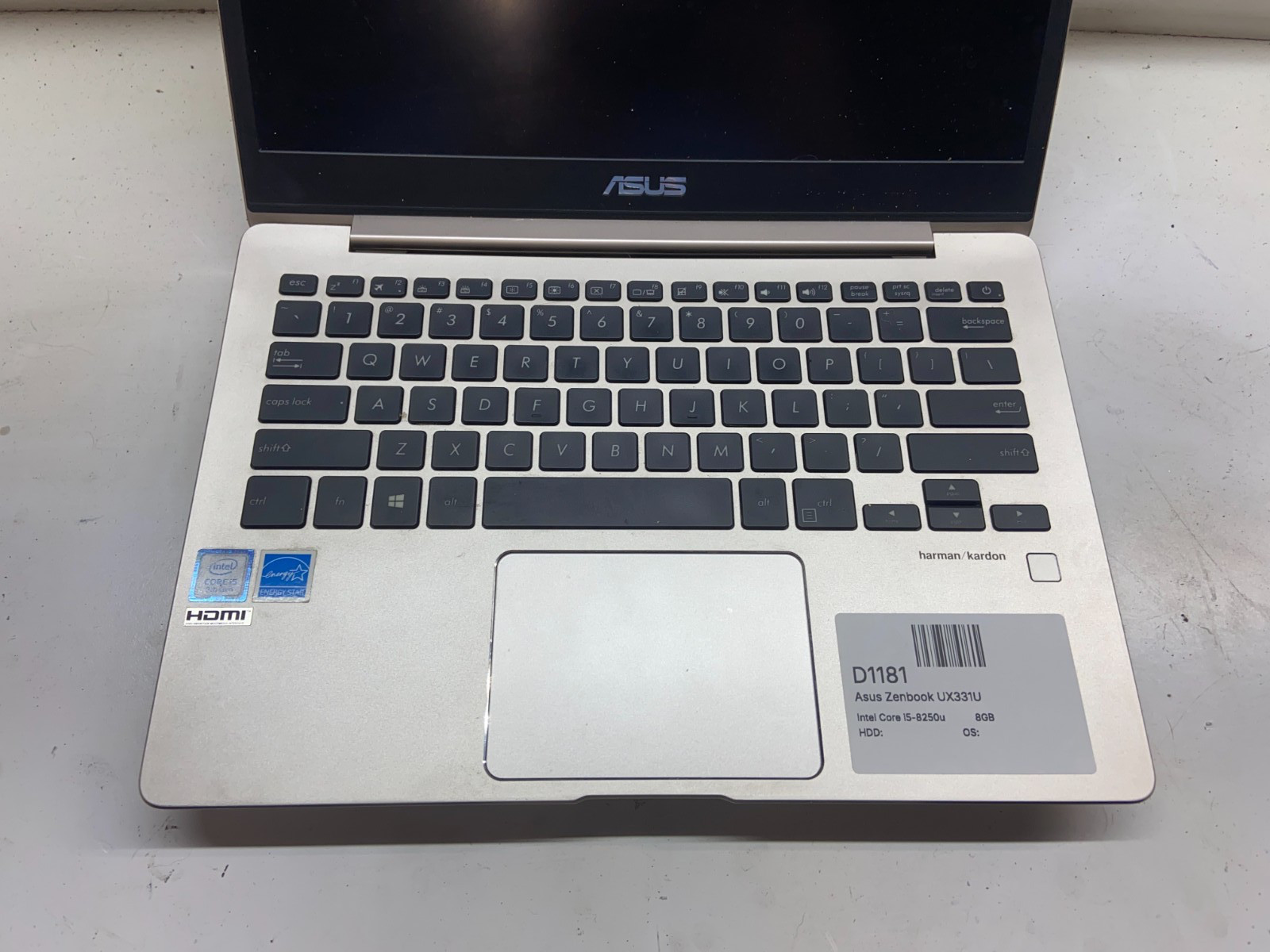 Asus Zenbook UX331U Intel Core i5-8250u 1.6GHz 8GB NO HDD