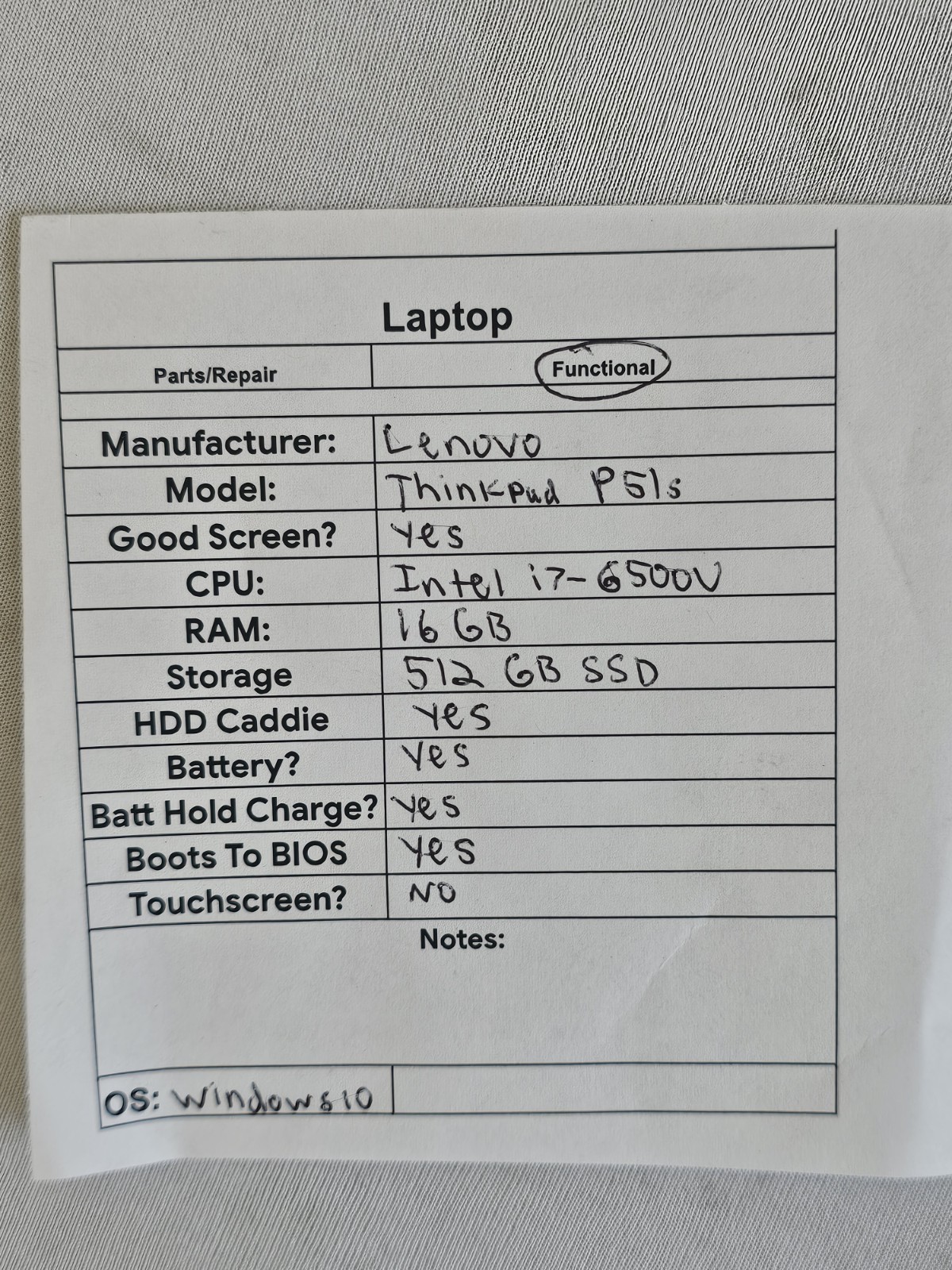 Lenovo ThinkPad P51s Laptop – Intel i7-6500u – 16GB RAM – 512GB SSD – Windows 10