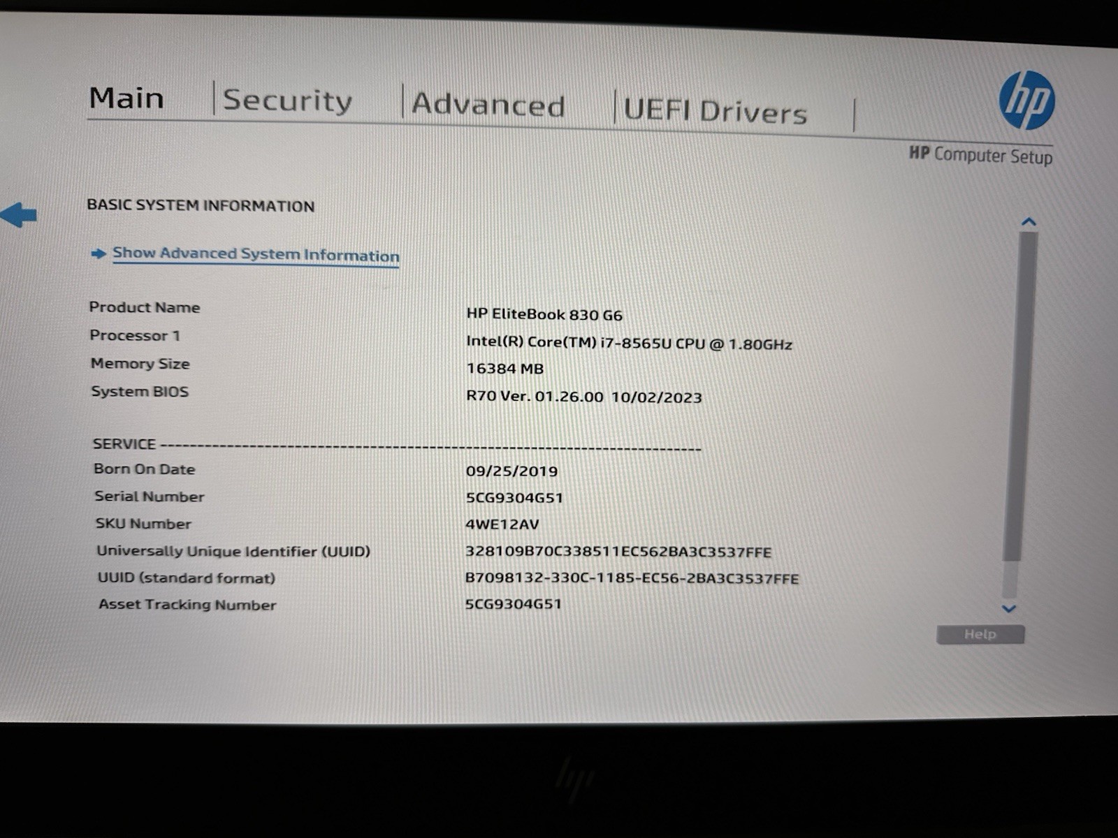 HP Elitebook 830 G6 14″ i7-8565u 1.8ghz 16GB RAM (NO SSD)