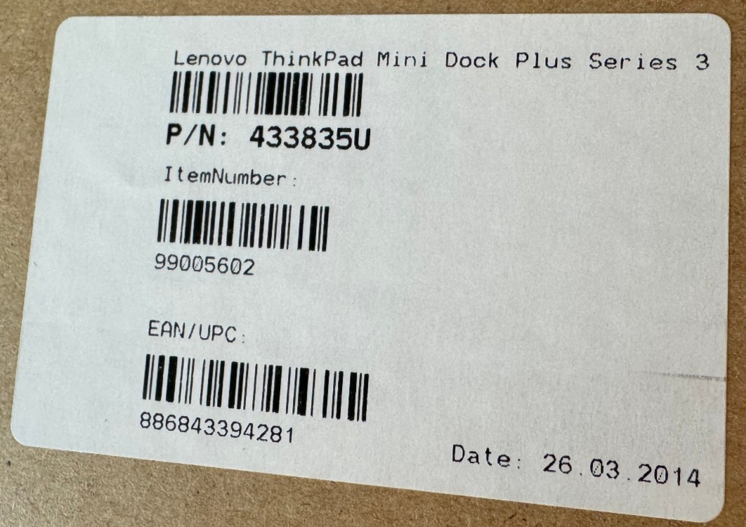 ThinkPad Mini Dock Plus Series 3 w/ USB 3.0 NiB 4338-35G Keys & Power Adapter