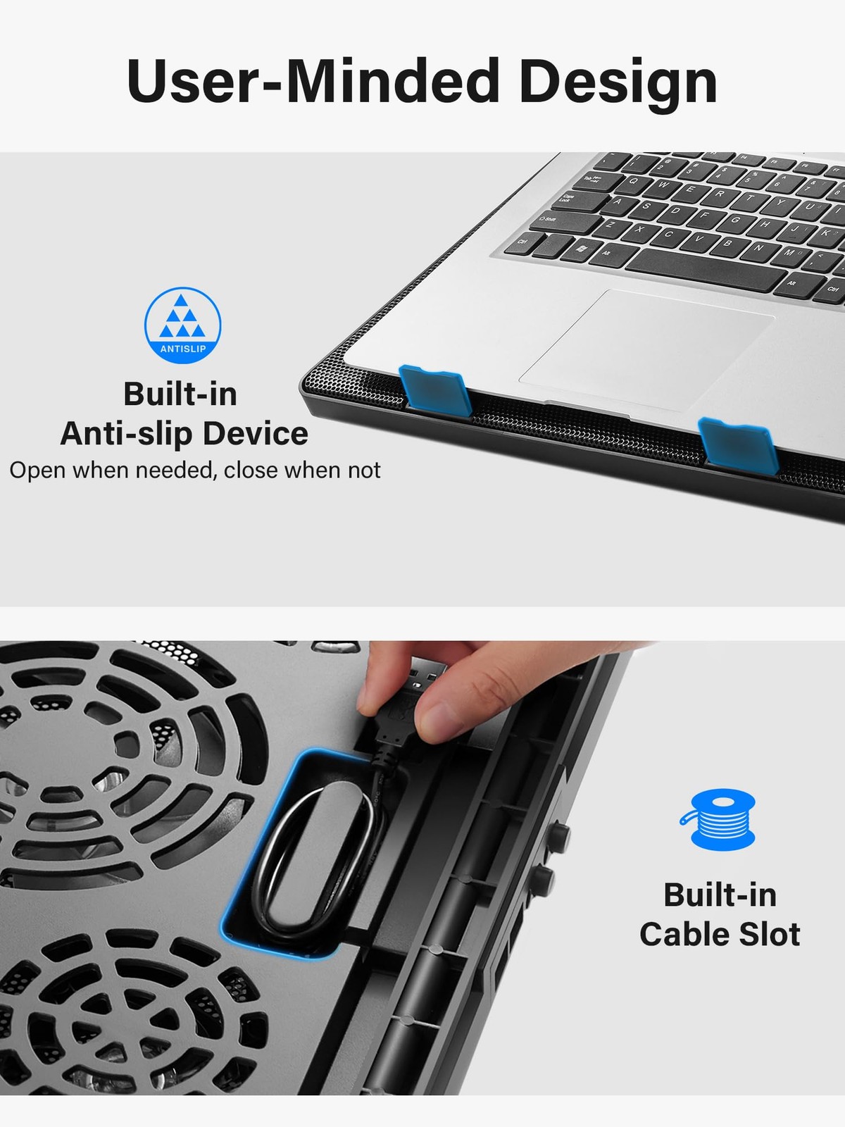 Kootek Laptop Cooling Pad, Laptop Cooler with 5 Quiet Fans for 12″-17″ Computer