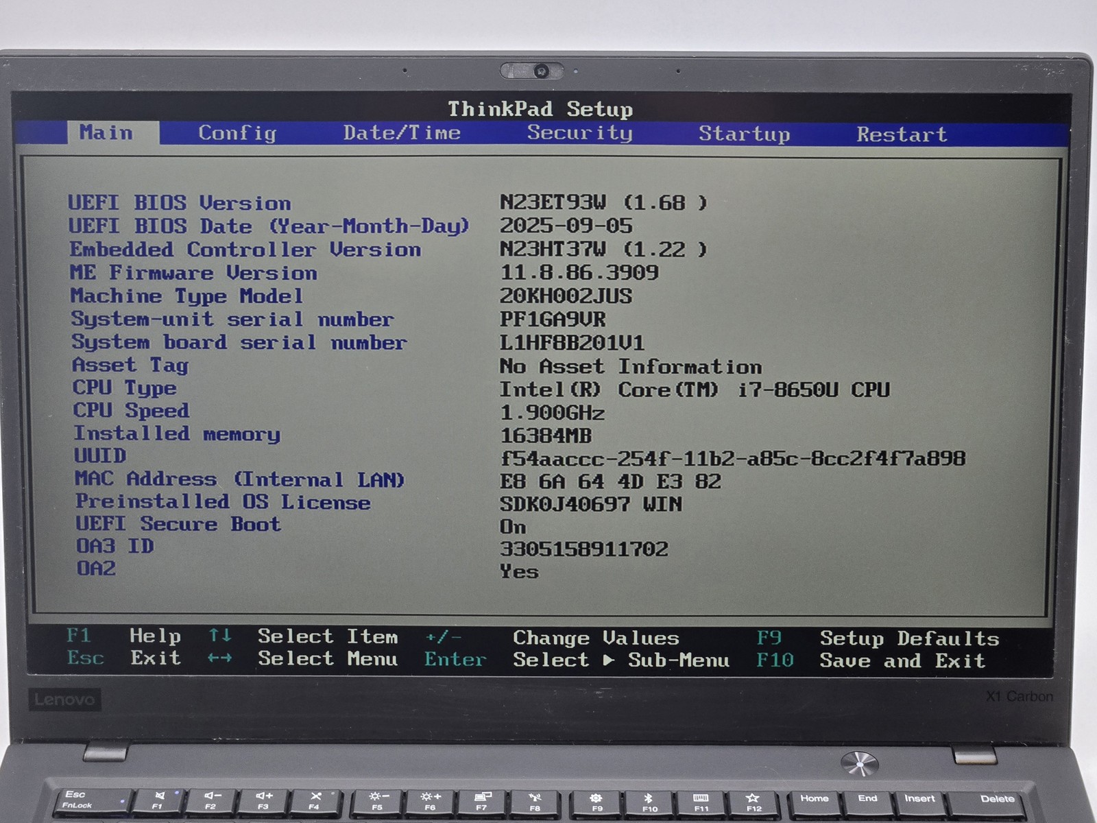Lenovo ThinkPad X1 Carbon 6th Gen 14″ FHD Touch I7-8650U 256GB 16GB W11P *READ*