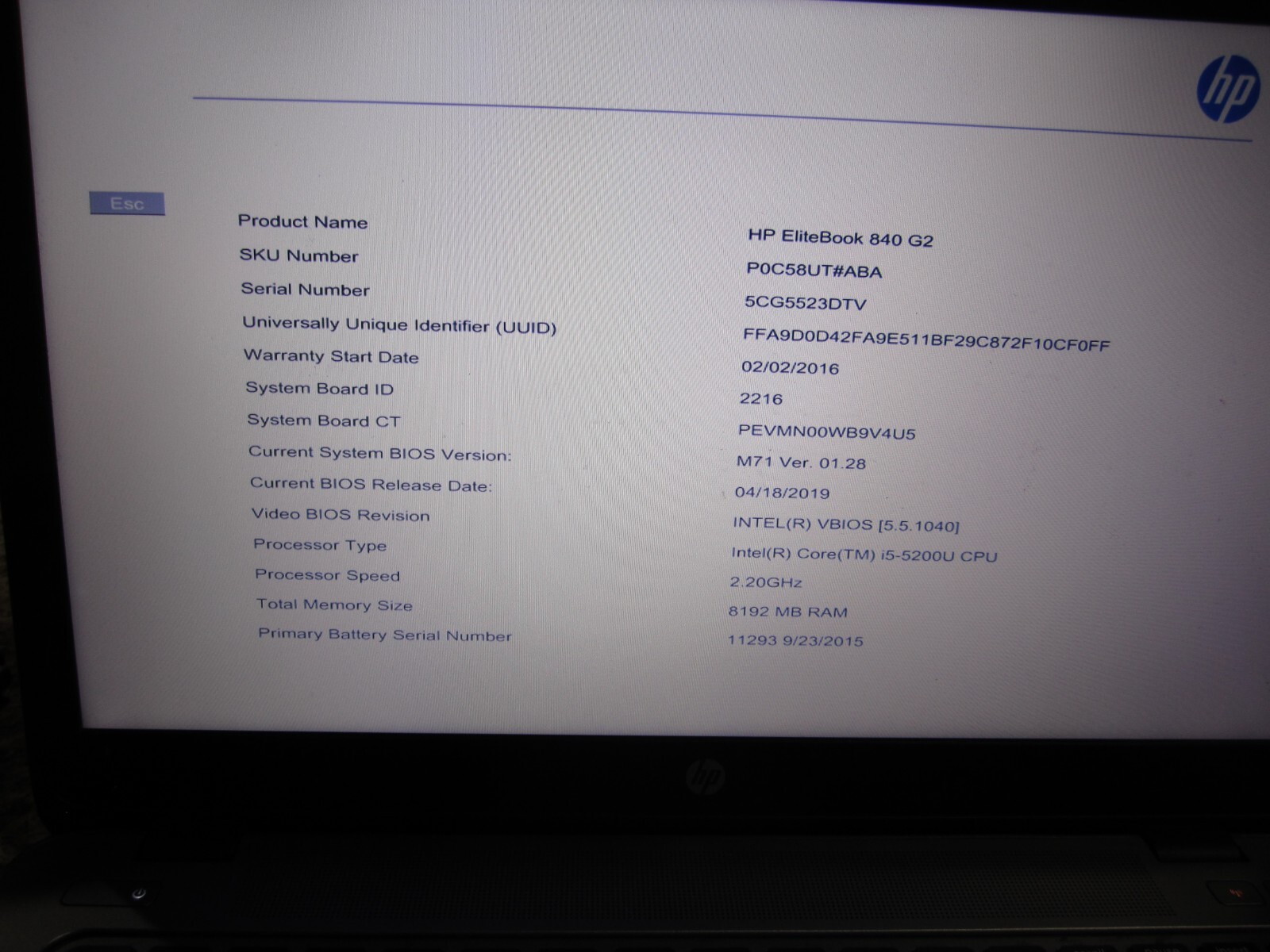 HP EliteBook 840 G2 Laptop Core i5 2.2 GHz 8GB RAM NEW 256GB SSD Win 10 Pro
