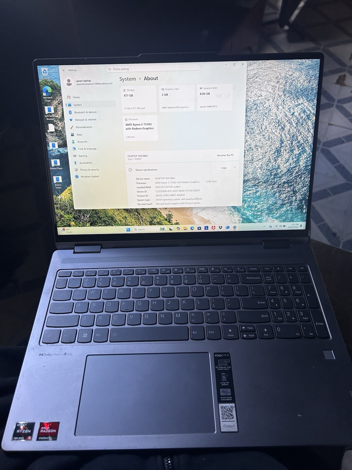 Lenovo Yoga 7 Laptop 16″ 2-in-1 Touchscreen 512GB SSD AMD Ryzen 5 7000 16ARP8