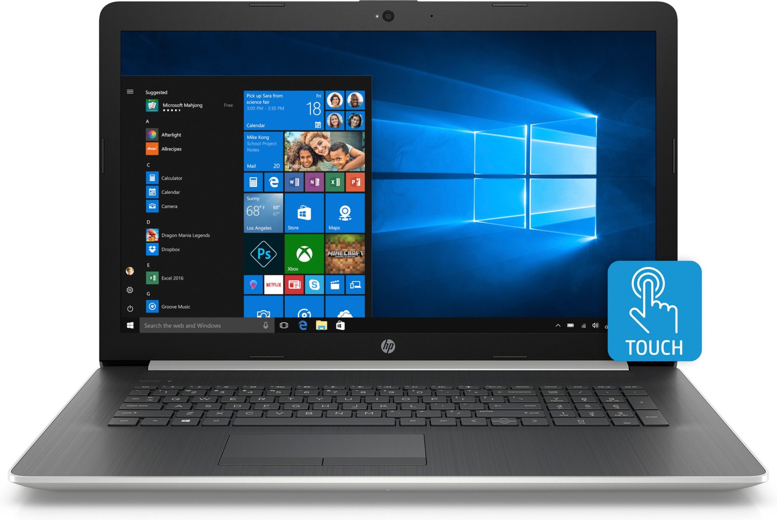 HP NOTEBOOK 17.3″ 1600×900 TOUCH i5-8265U 8GB 256GB SSD- SILVER – CRACKED SCREEN