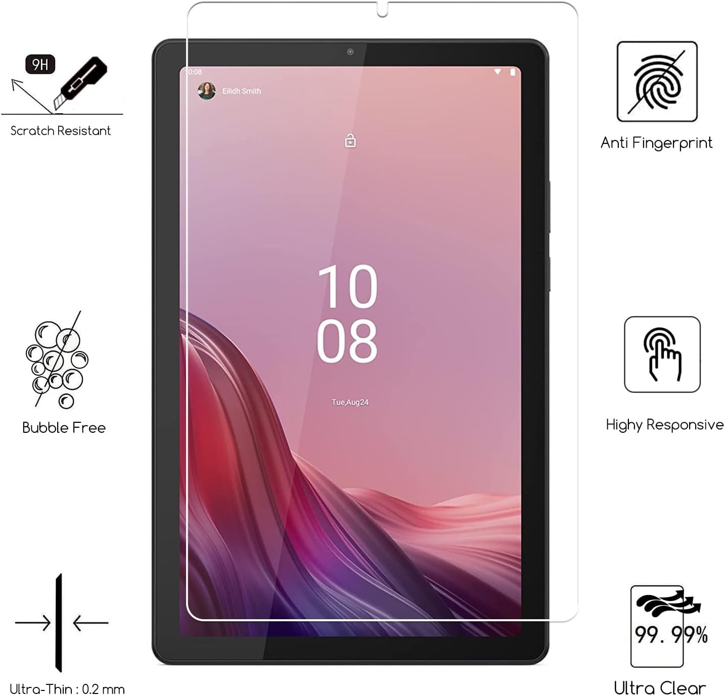 2 Pack Designed for Lenovo Tab One 8.7″ & Lenovo Tab K9 8.7 Inch Tempered Glass