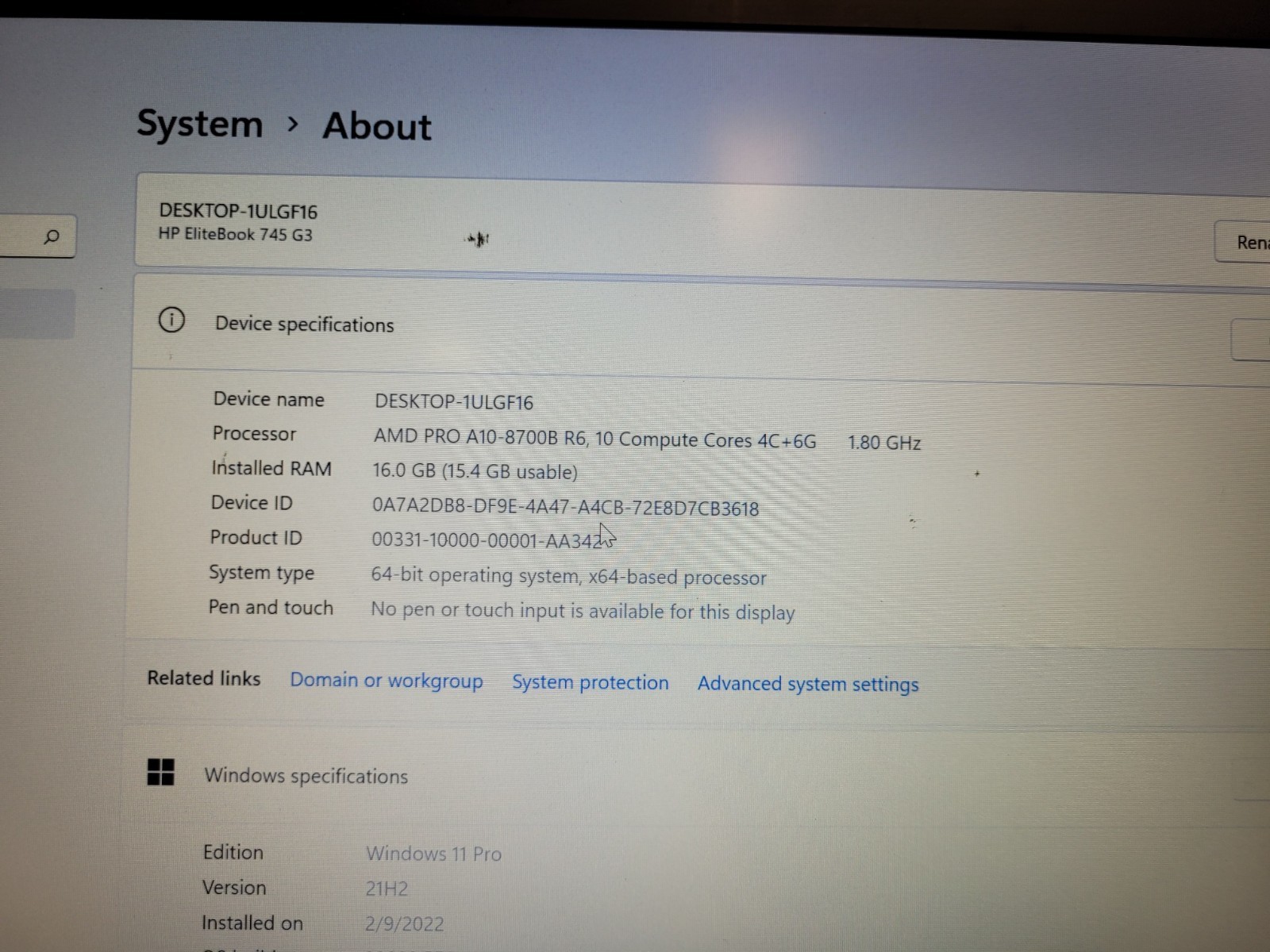 Hp elitebook 745 G3 14″ amd A10-8700b 16gb ram 256gb ssd charger READ 5CG70231B4