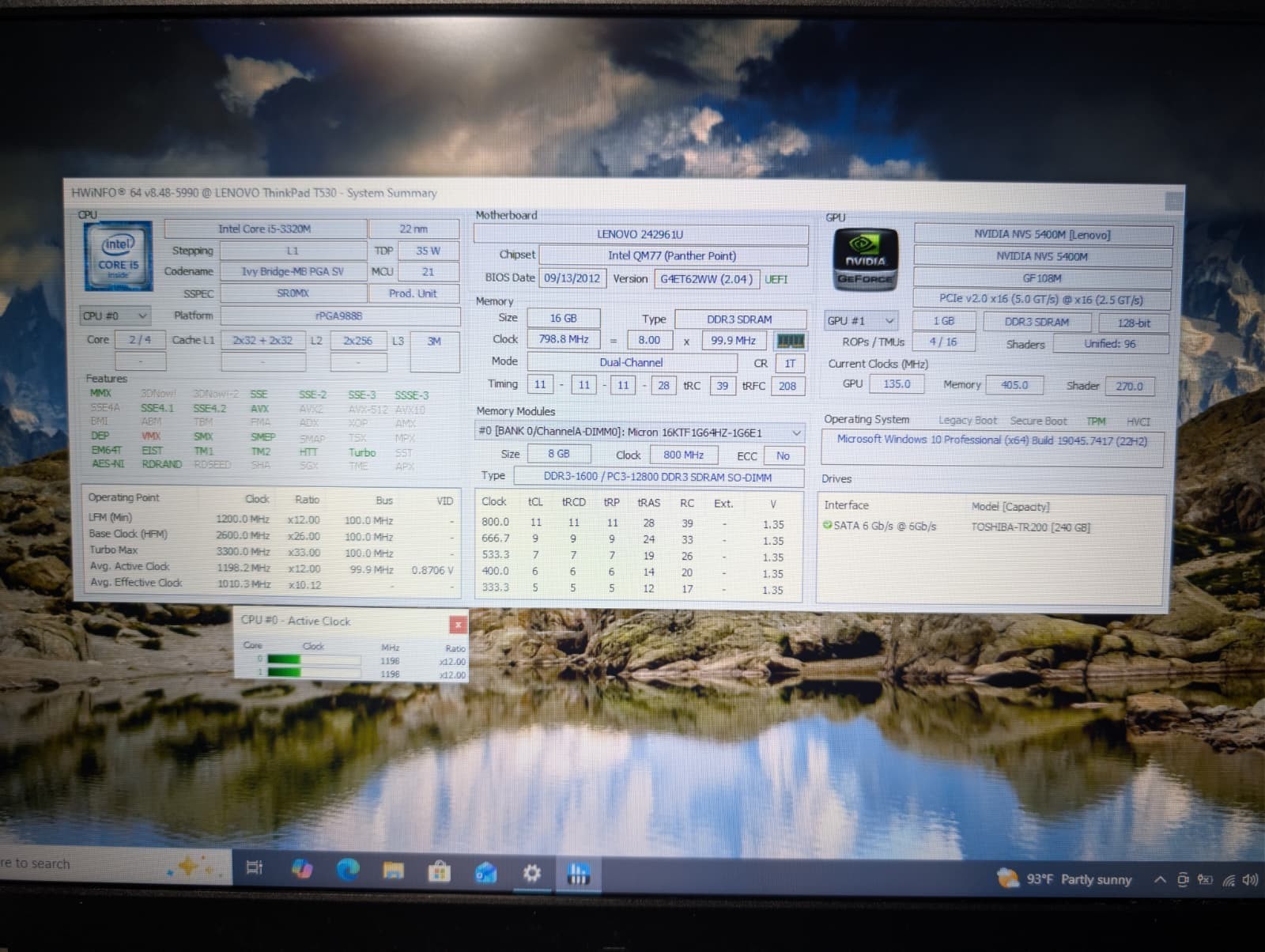 15″ Lenovo ThinkPad T530 | i5 3rd 16GB RAM 256GB SSD | DVD HD+ NVIDIA Win 10 Pro