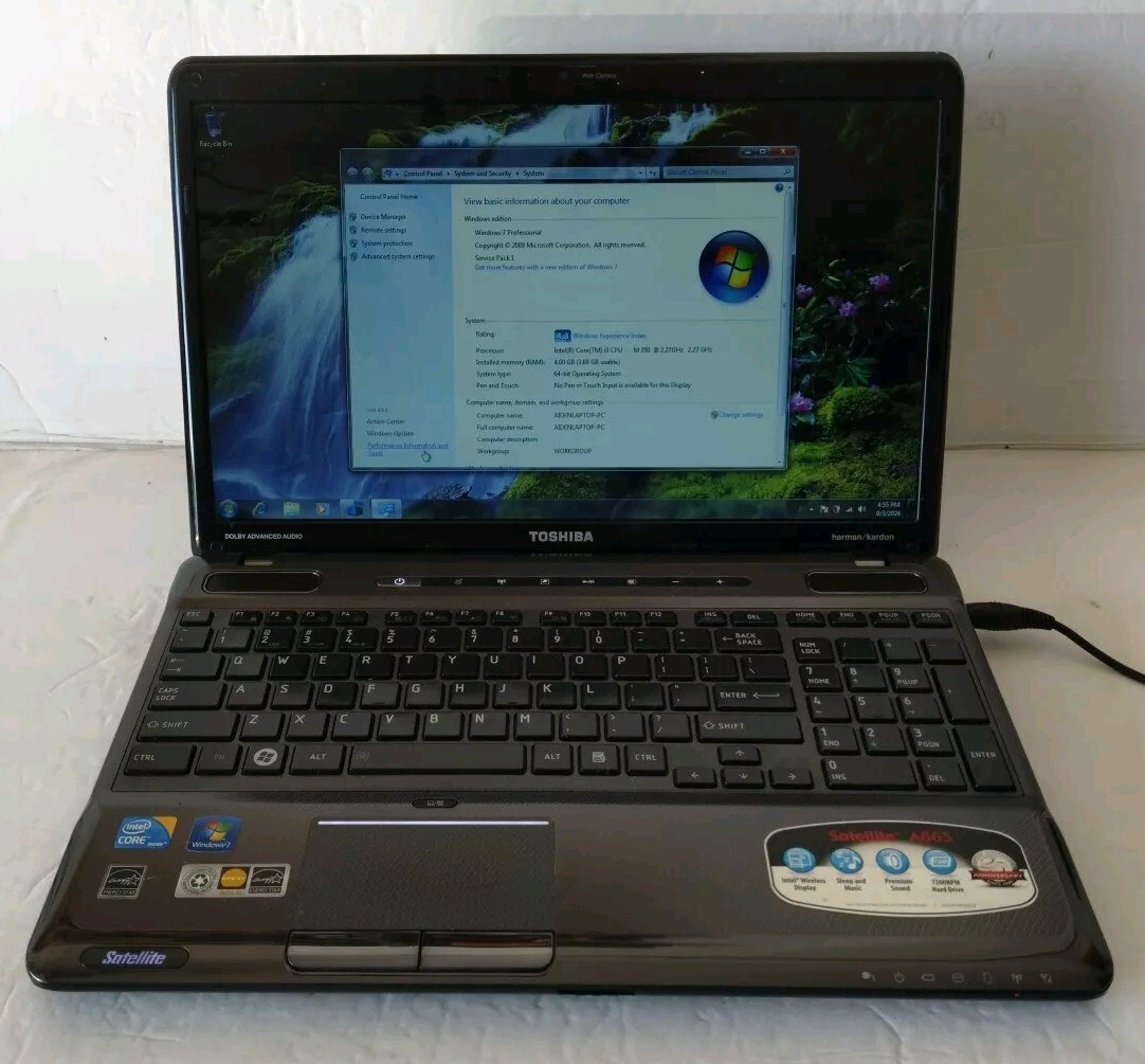 TOSHIBA SATELLITE A665-S INTEL CORE i3-M350 2.27 GHz 6GB 500 GB WIN 7 PRO