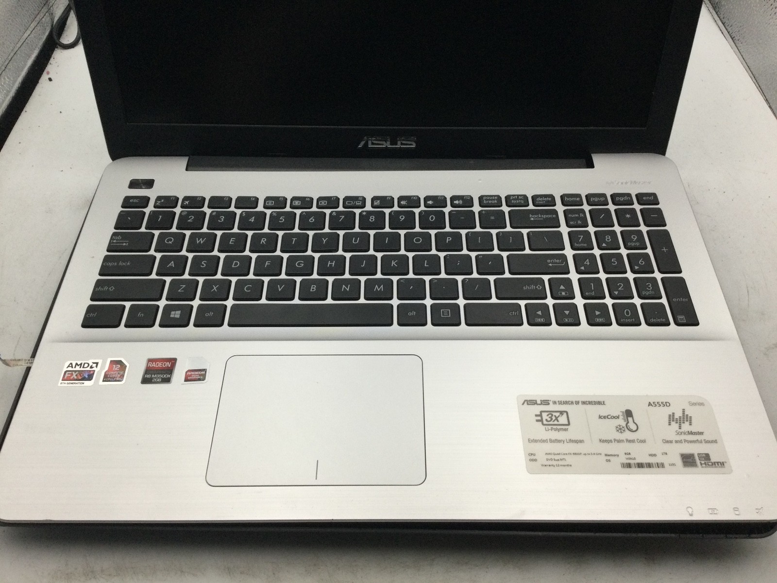 ASUS A555D W519L – FOR PARTS – AMD QUAD CORE FX – NO RAM – 15″ – READ DESCRIP-BB