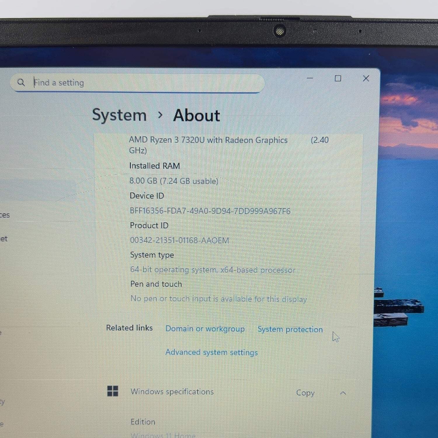 HP NoteBook 255 G10 15.6″ Ryzen 3 7320U 2.4GHz 8GB RAM 256GB SSD