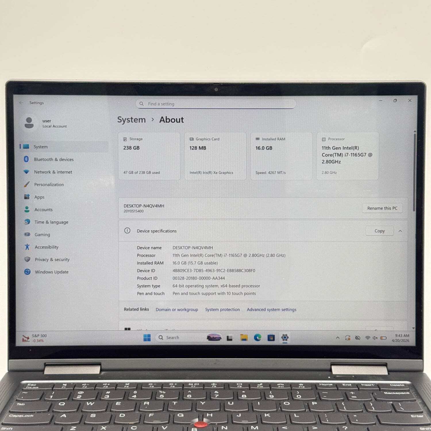 Lenovo ThinkPad X1 Yoga Gen 6 20XY001VUS 14″ i7-1165G7 2.8GHz 16GB RAM 256GB SSD
