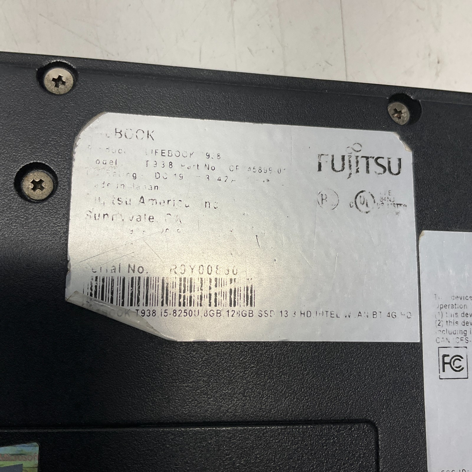 Fujitsu Lifebook T938 Laptop Intel Core i5-8250U FOR PARTS ONLY BLACK SCREEN
