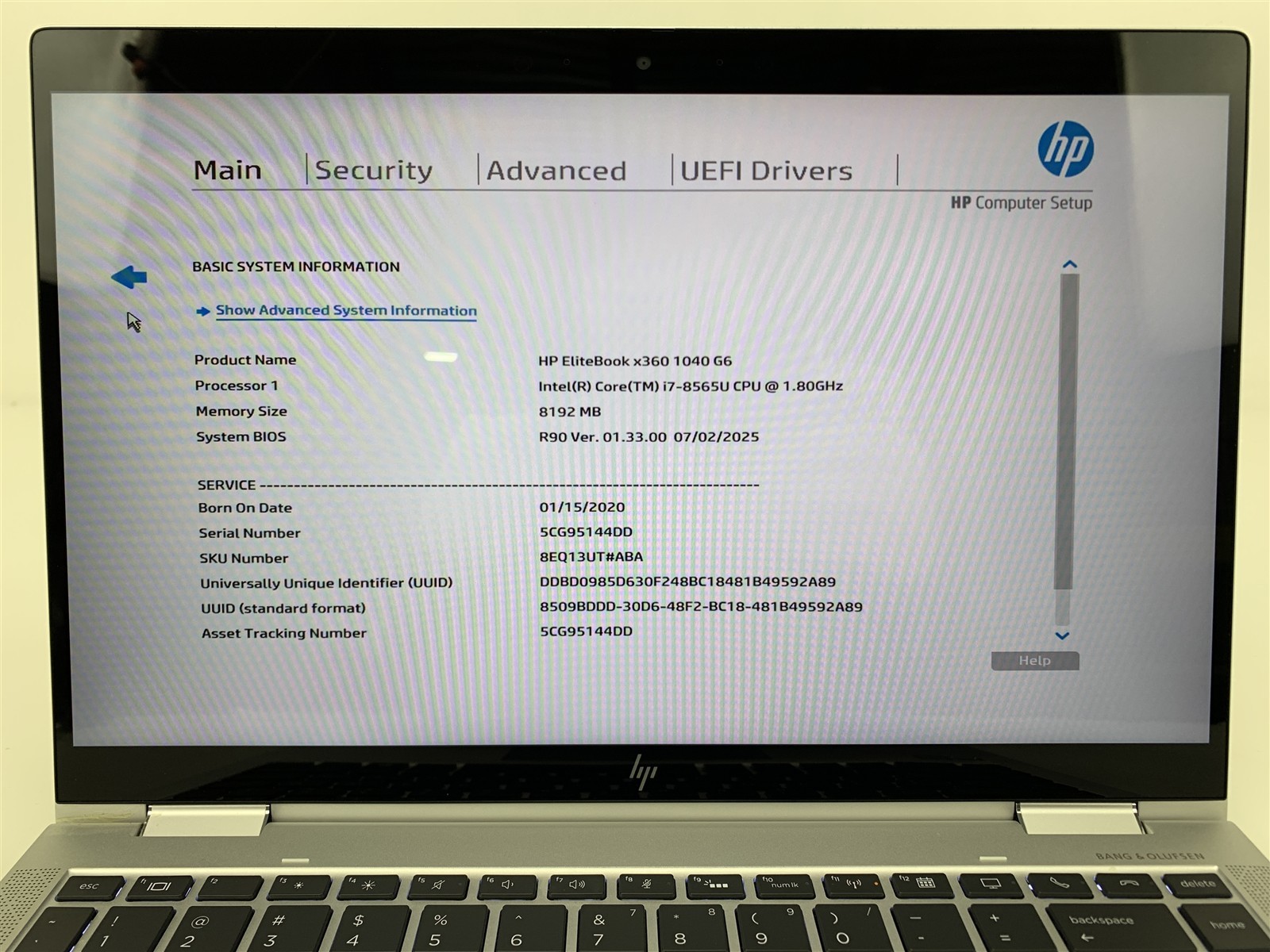 HP EliteBook x360 1040 G6 Intel i7-8565U 1.80GHz 8GB RAM 256GB NVMe Win11Pro 14″