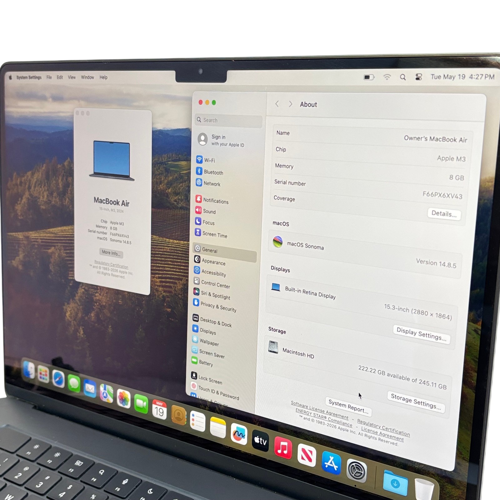 Apple MacBook Air (2024) MRYU3LL/A M3 4.05GHz 8GB RAM 256GB SSD 15.3” Midnight