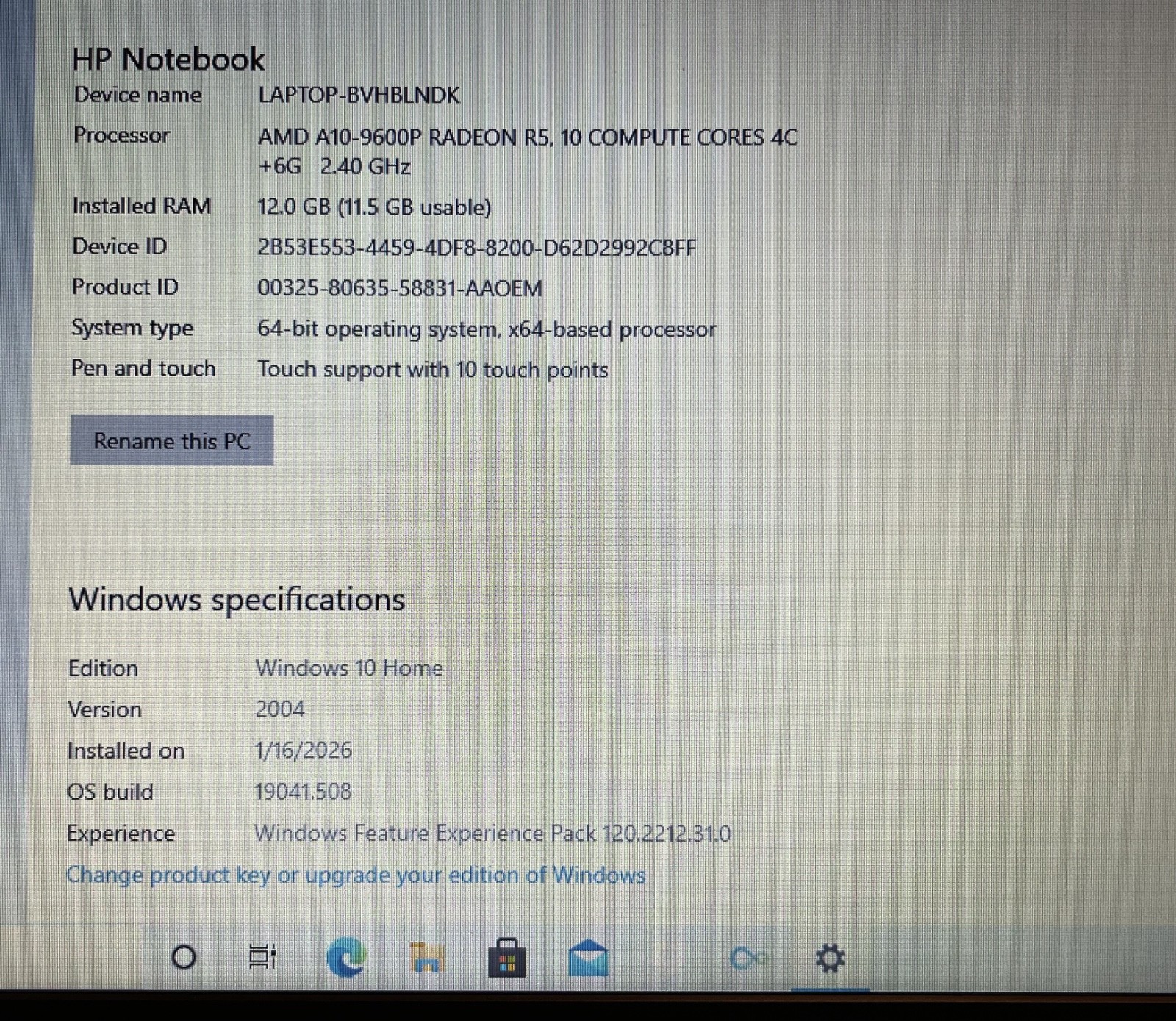 HP Notebook LAPTOP-BVHBLNDK 917 GB Storage