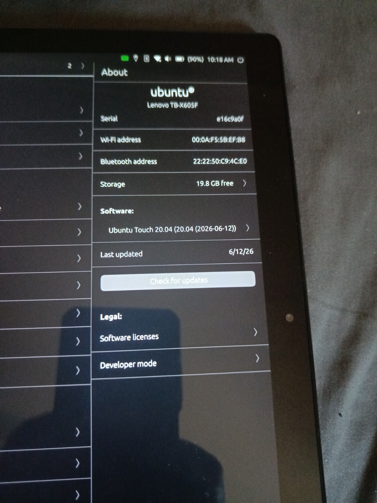 Lenovo Tablet TB-X605F 10.1 Ubuntu Touch UBPorts Linux Tablet Privacy Developer